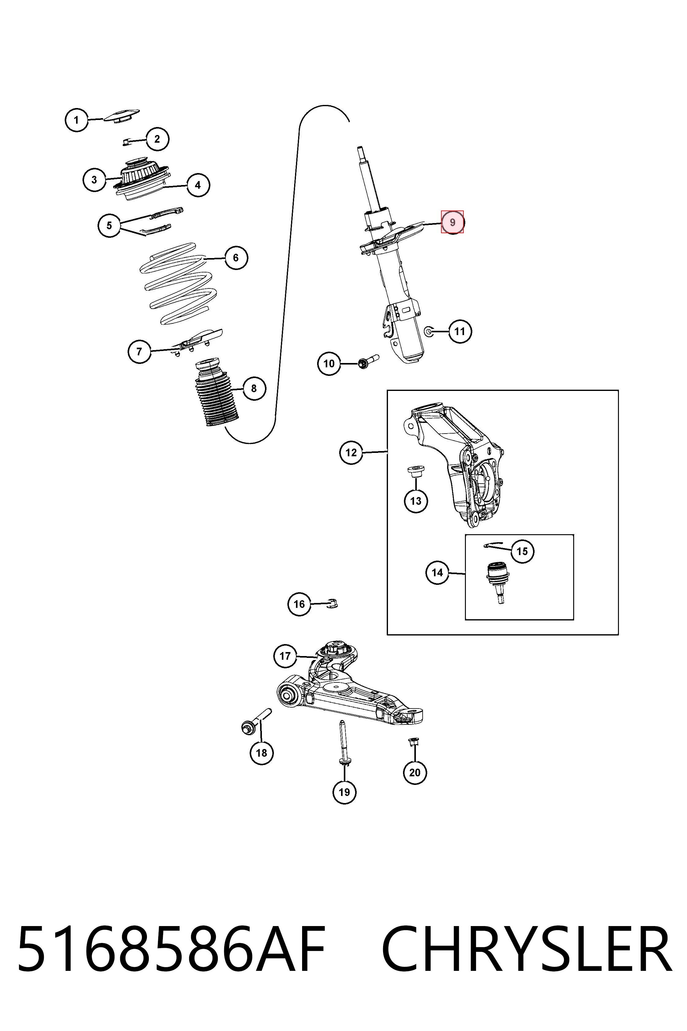 Купити K05168588AF Fiat/Alfa/Lancia Амортизатор передній, правий
