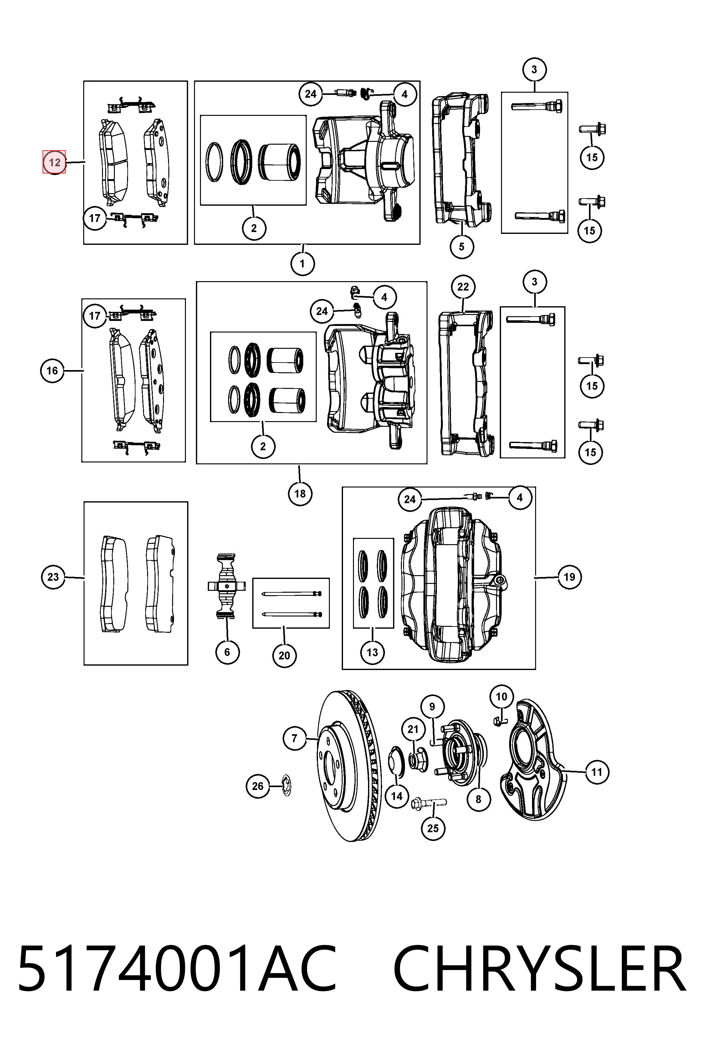 5174001AC Chrysler Передні гальмівні колодки