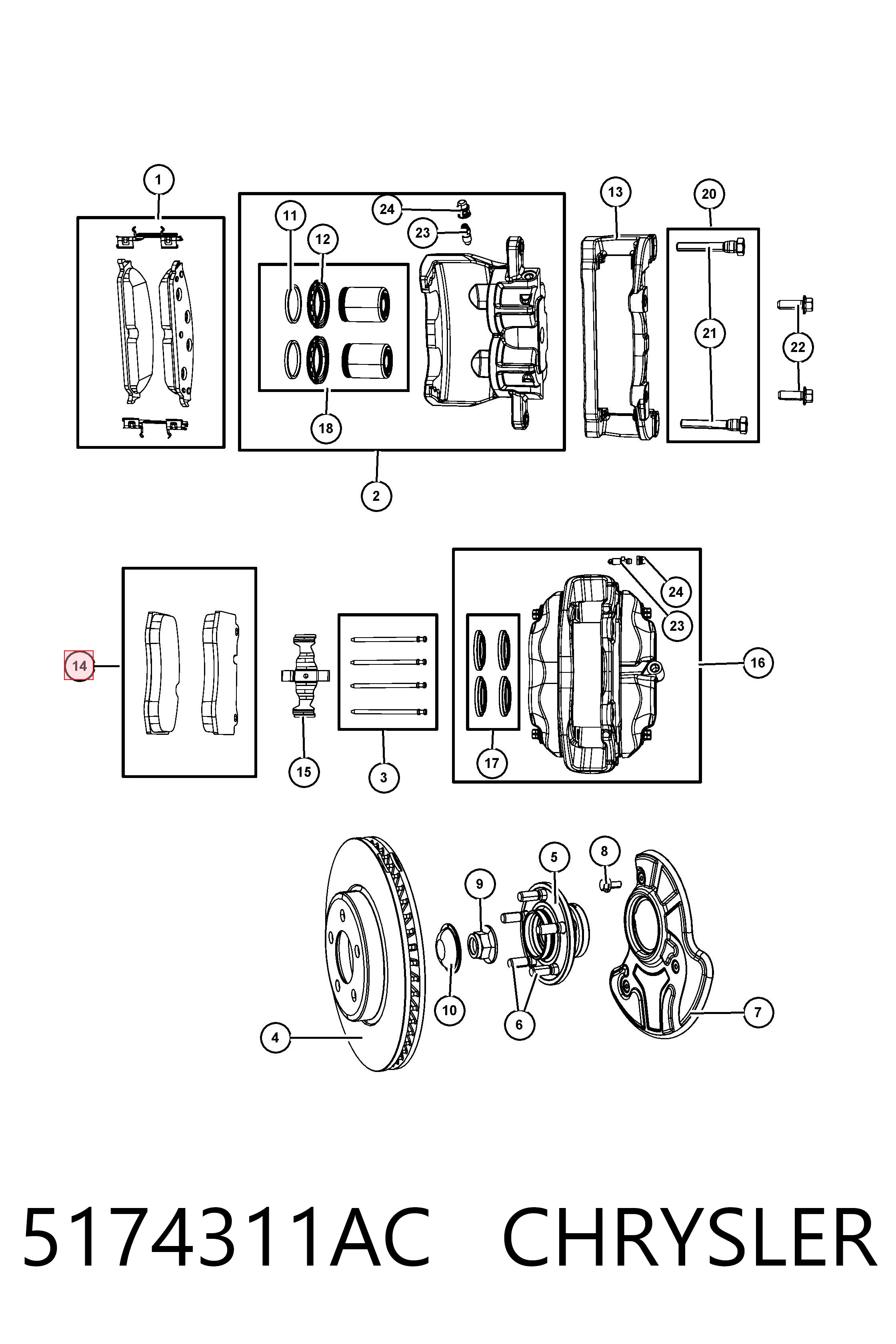5174311AC Chrysler Передні гальмівні колодки