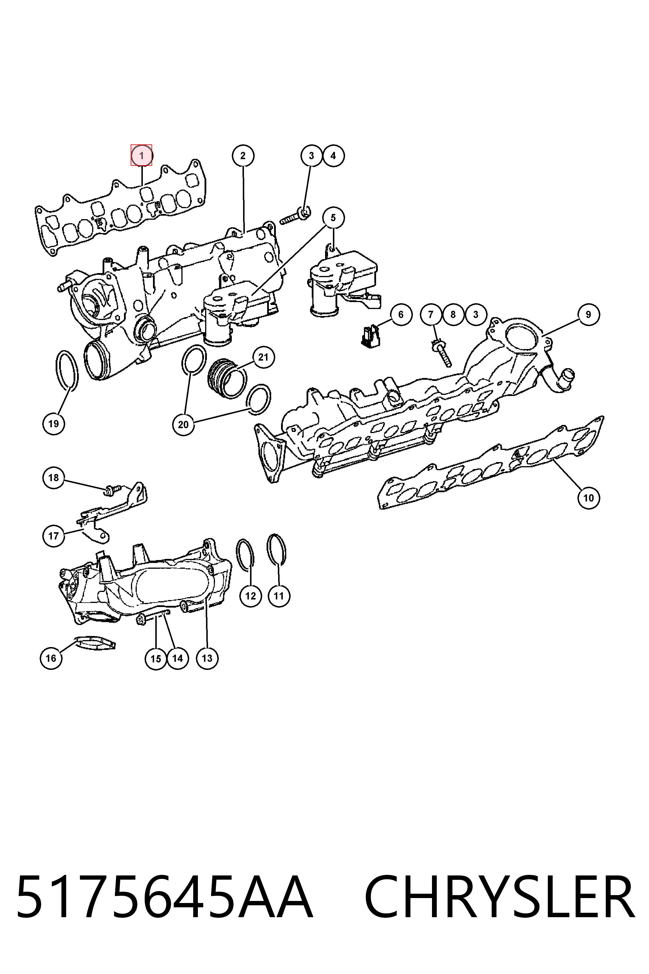 5175645AA Chrysler Прокладка впускного колектора