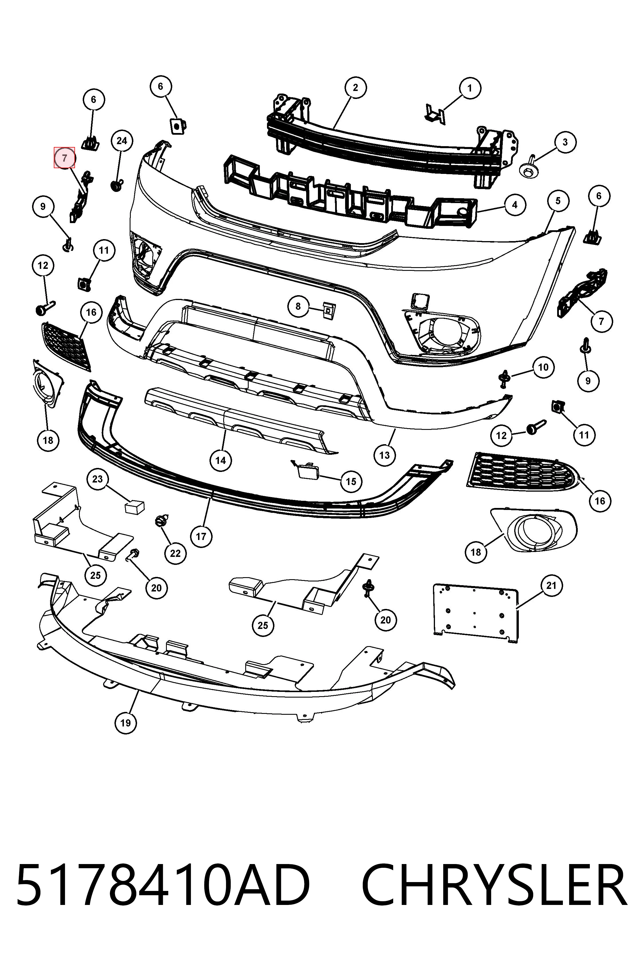 Кронштейн бампера переднього, правий LQKW014R Chrysler