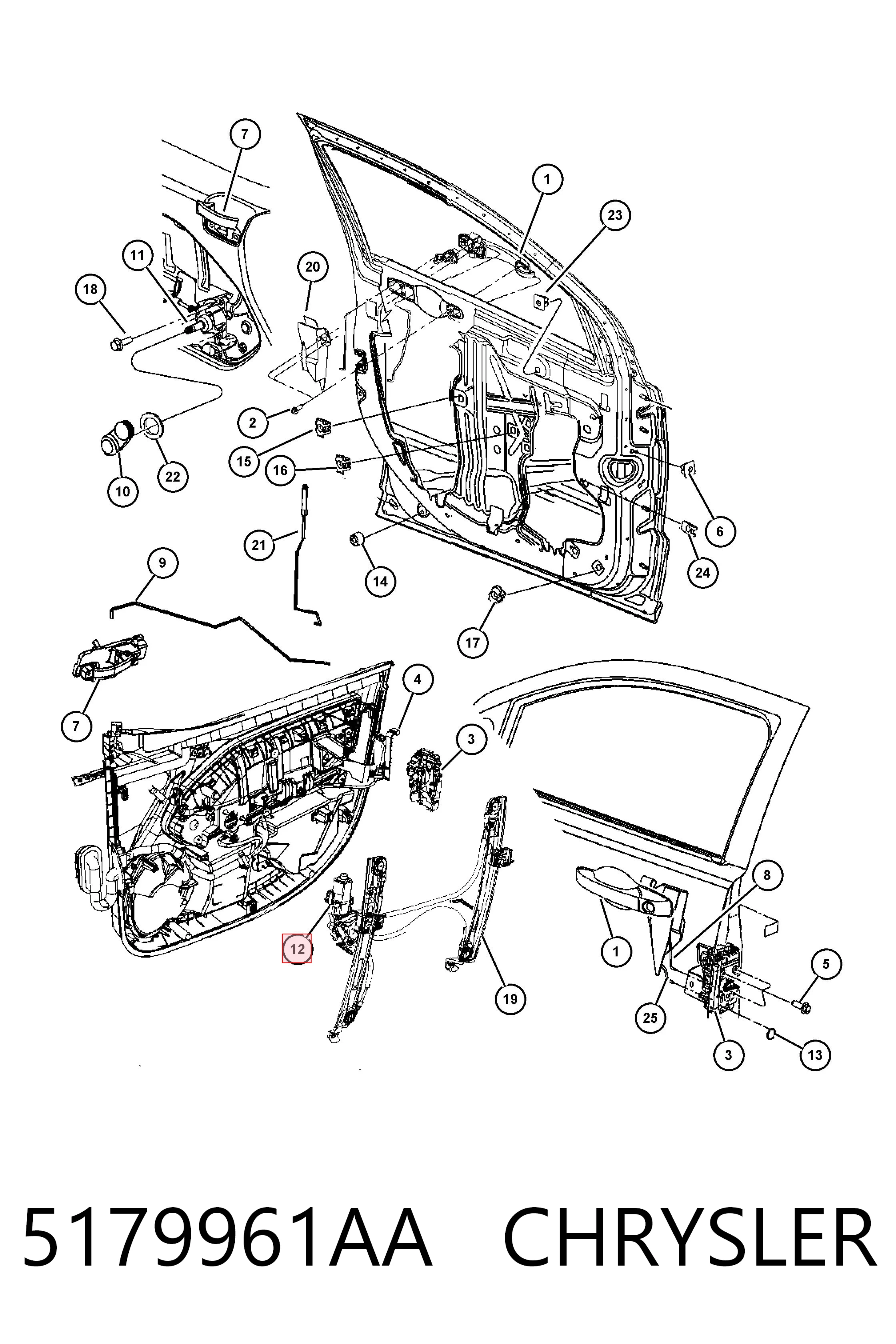 5179961AA Chrysler Мотор склопідйомника водійських дверей