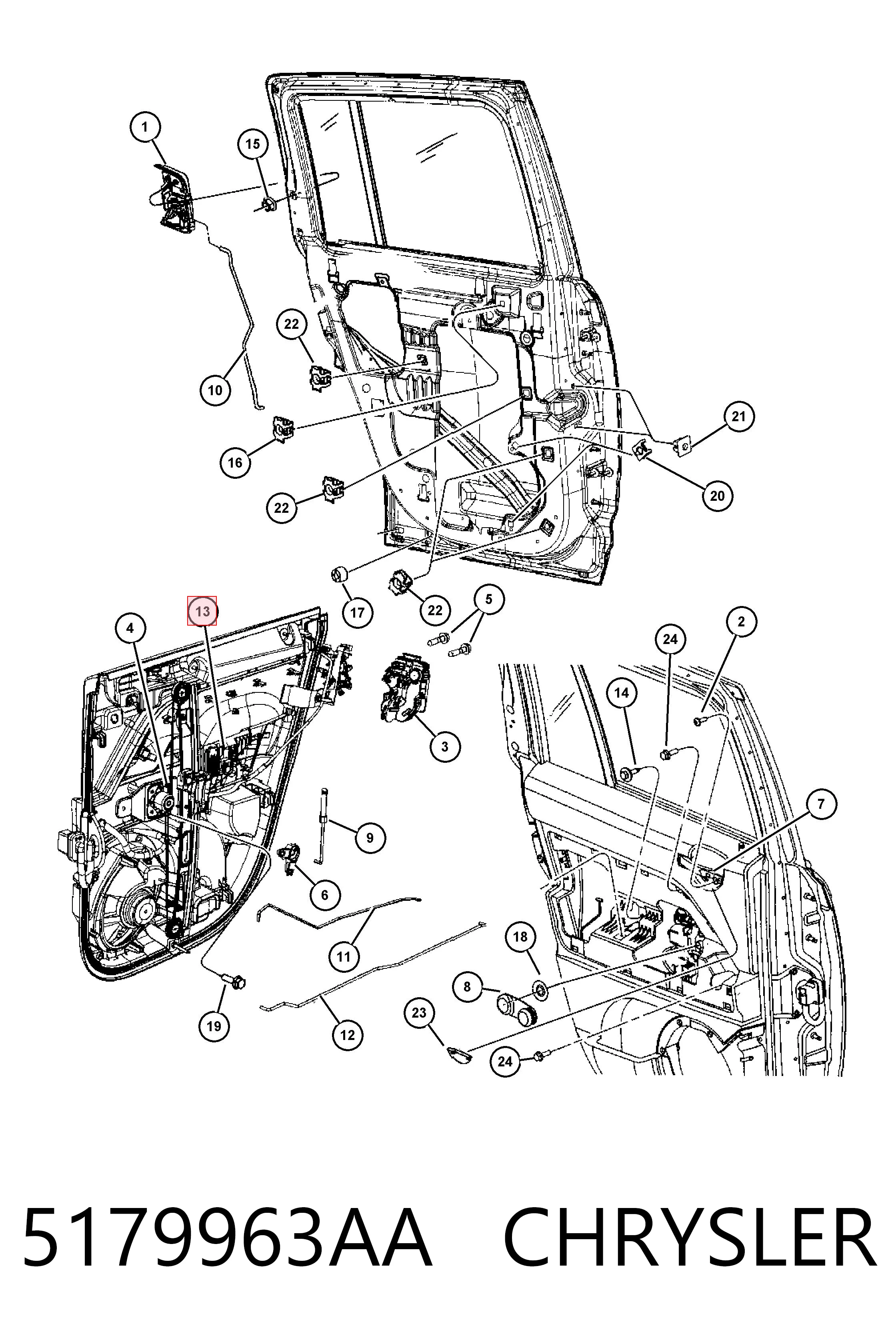 5179963AA Chrysler Моторчик склопідйомника двері задніх, лівих