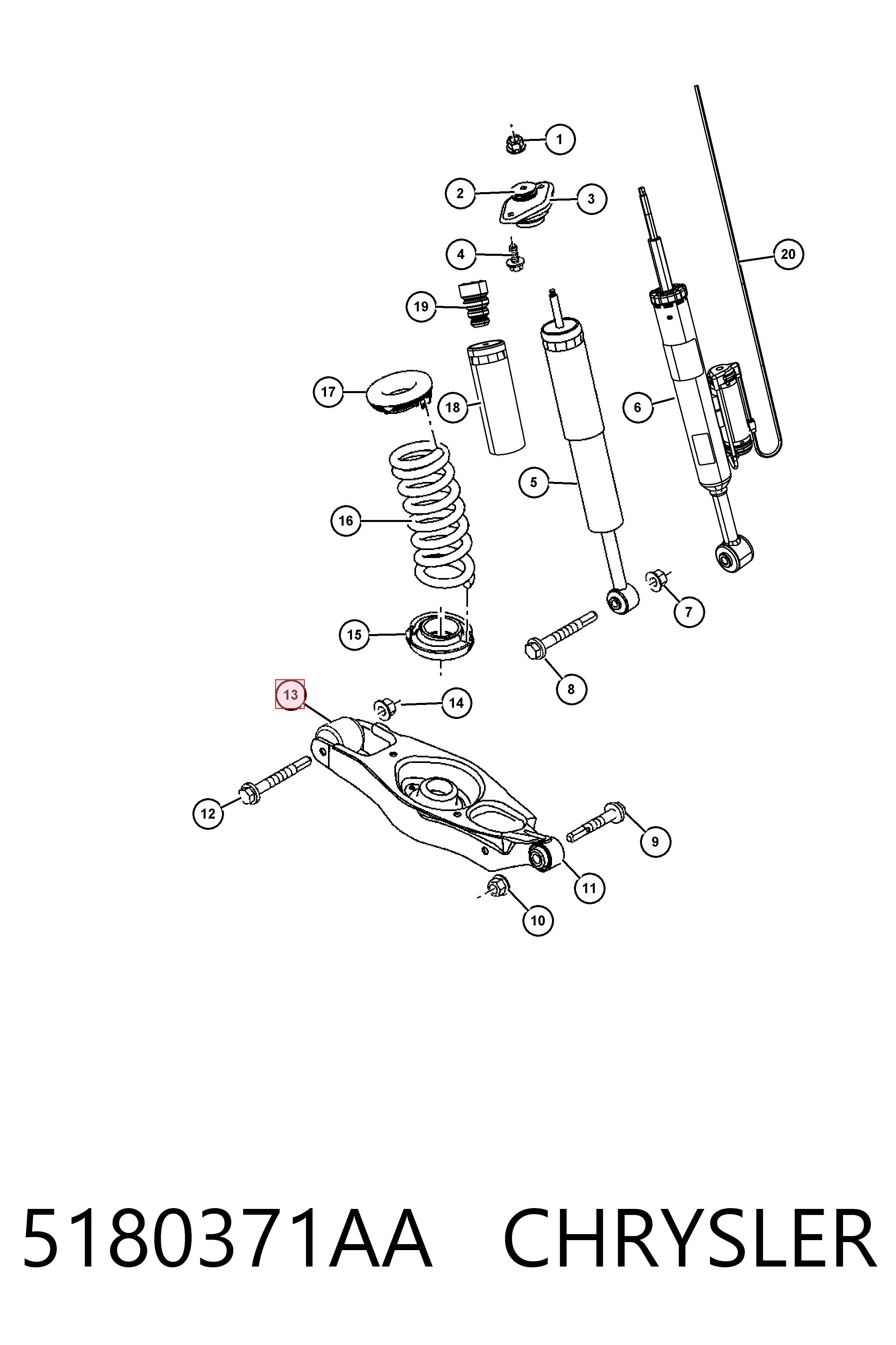 5180371AA Chrysler Сайлентблок задньої тяги