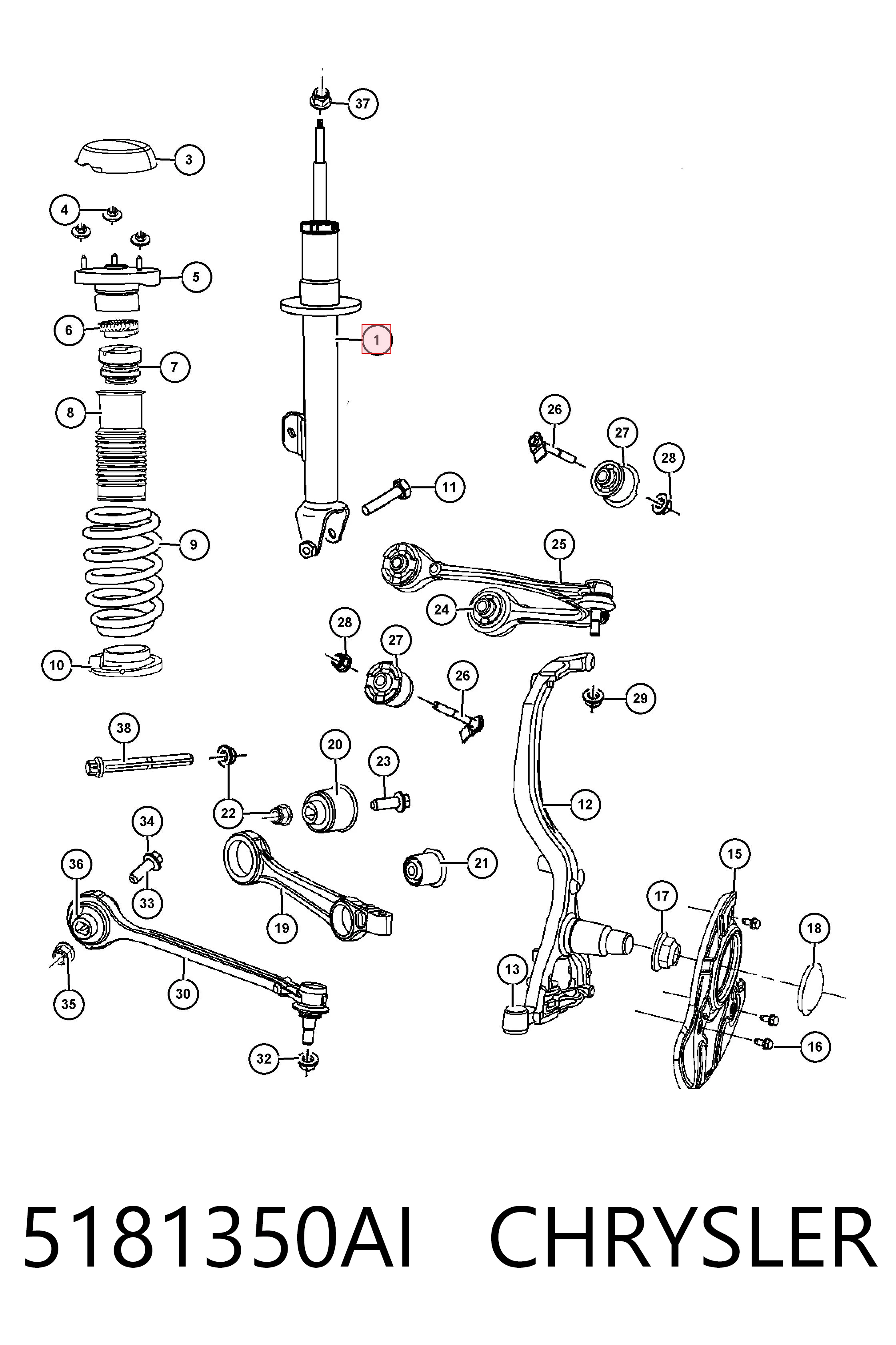 5181350AI Chrysler Амортизатор передньої підвіски