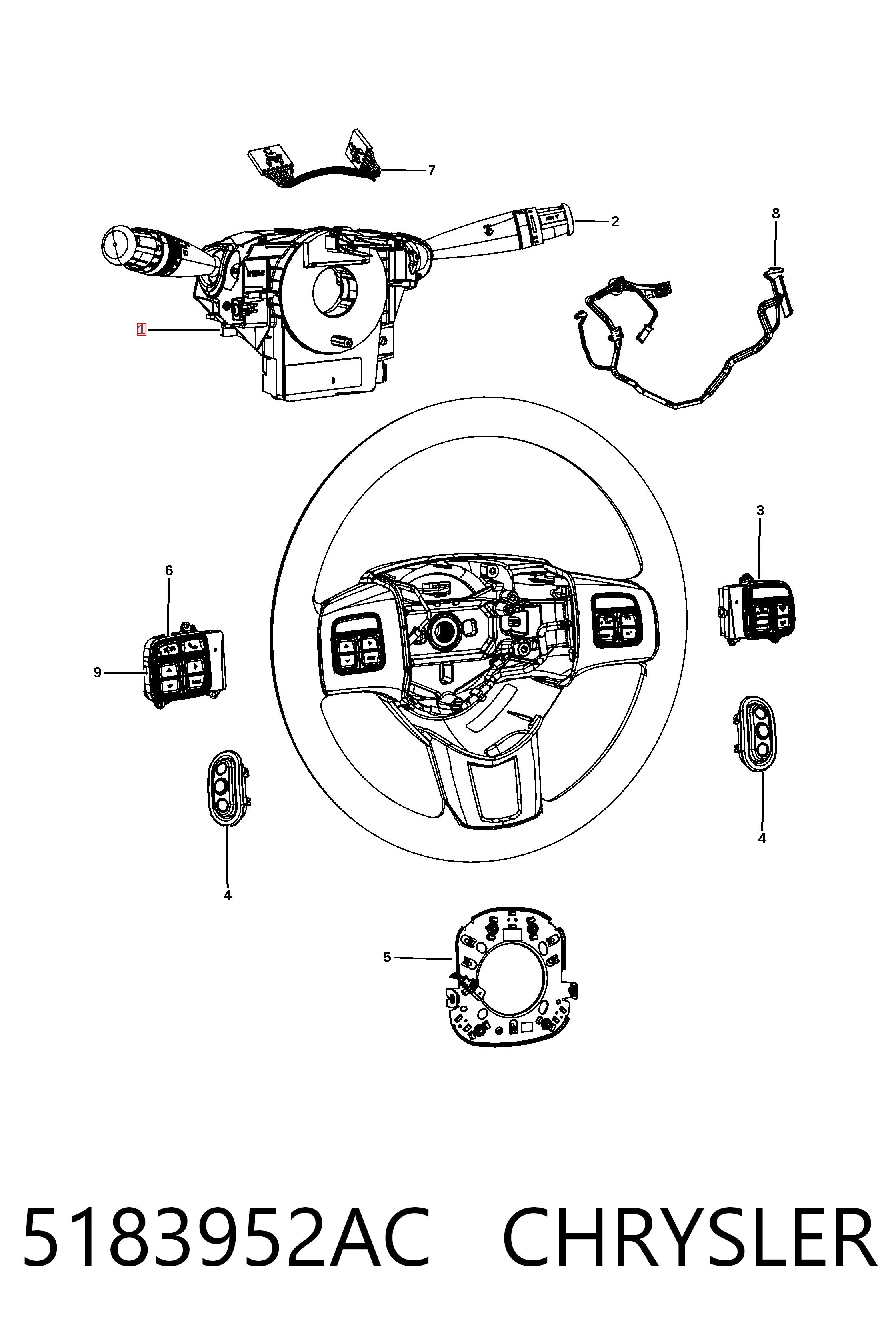 Перемикачі Fiat/Alfa/Lancia K05183952AD ціна, від 31.67 USD