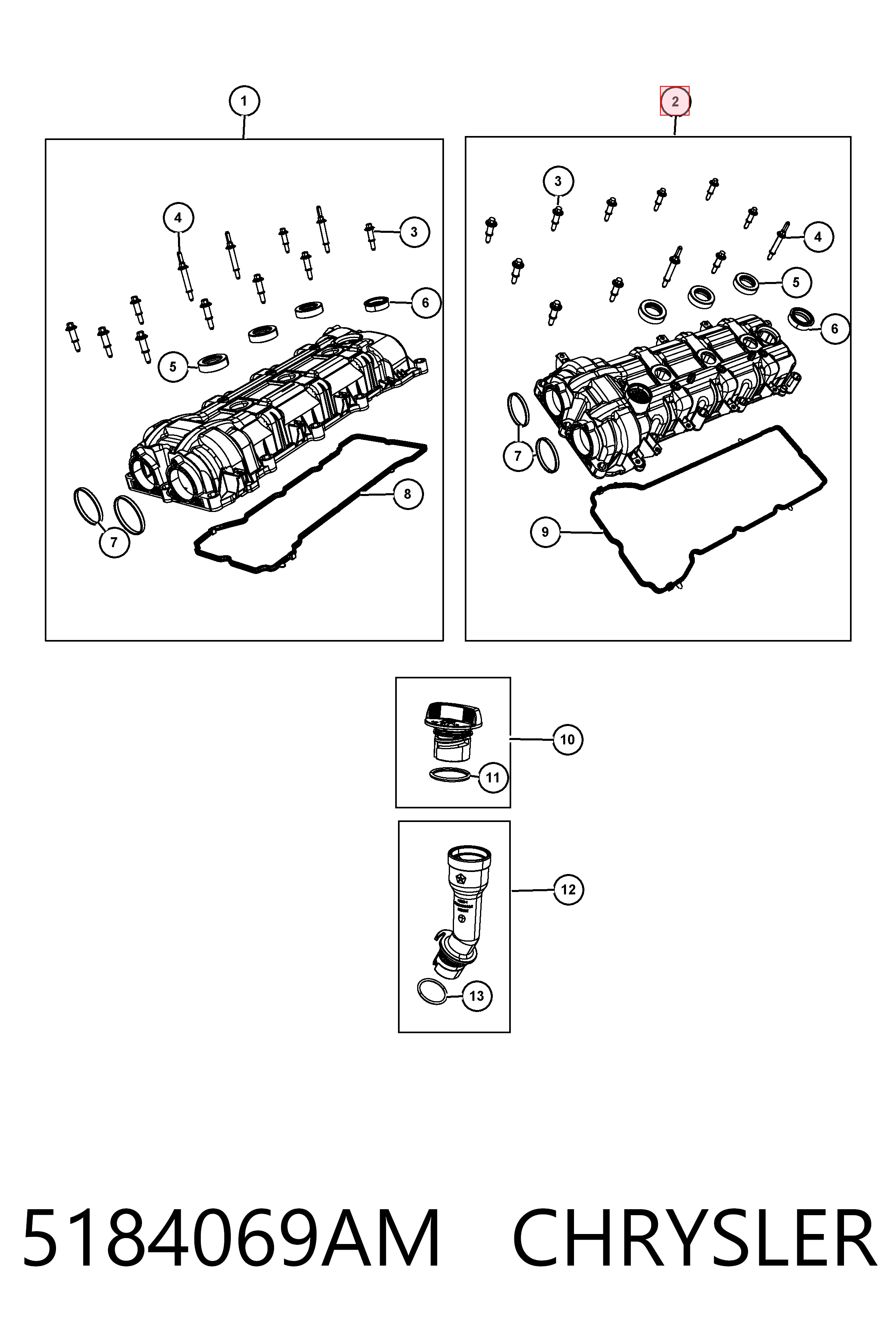5184069AM Chrysler Кришка клапанна, ліва