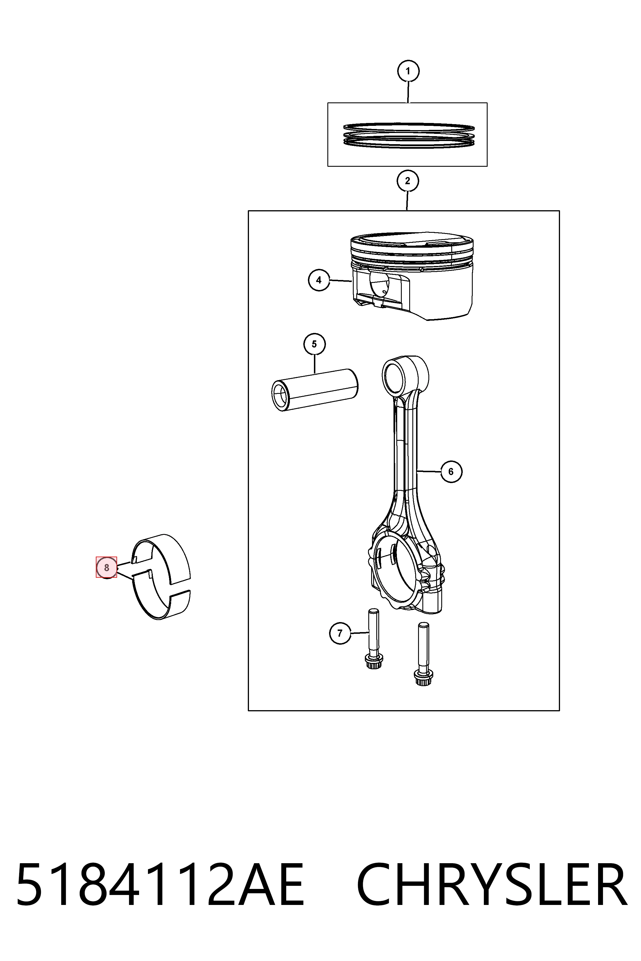 Купити K05184112AF Fiat/Alfa/Lancia Вкладиші коленвала шатунні