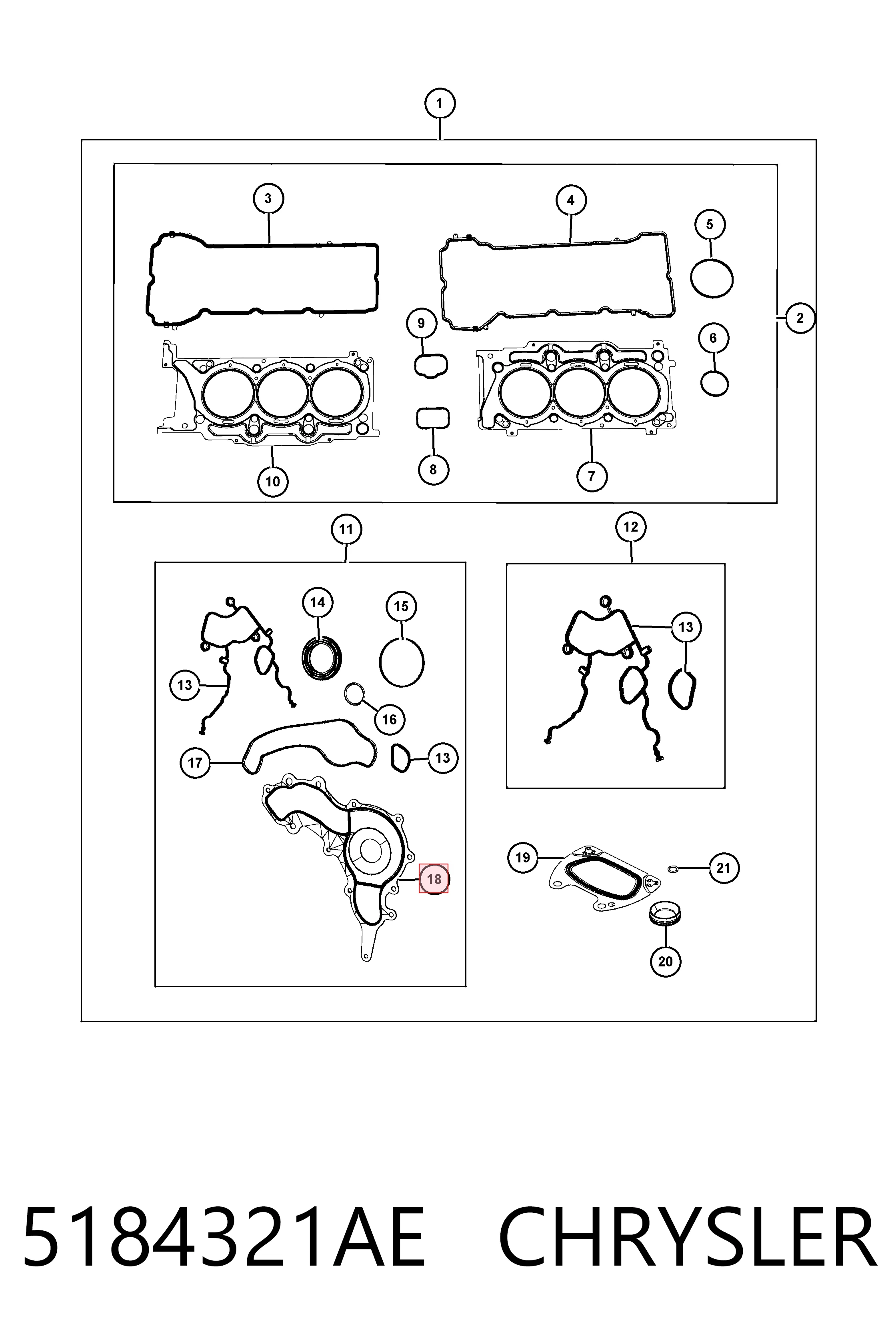 K68087340AA Fiat/Alfa/Lancia Прокладка водяної помпи