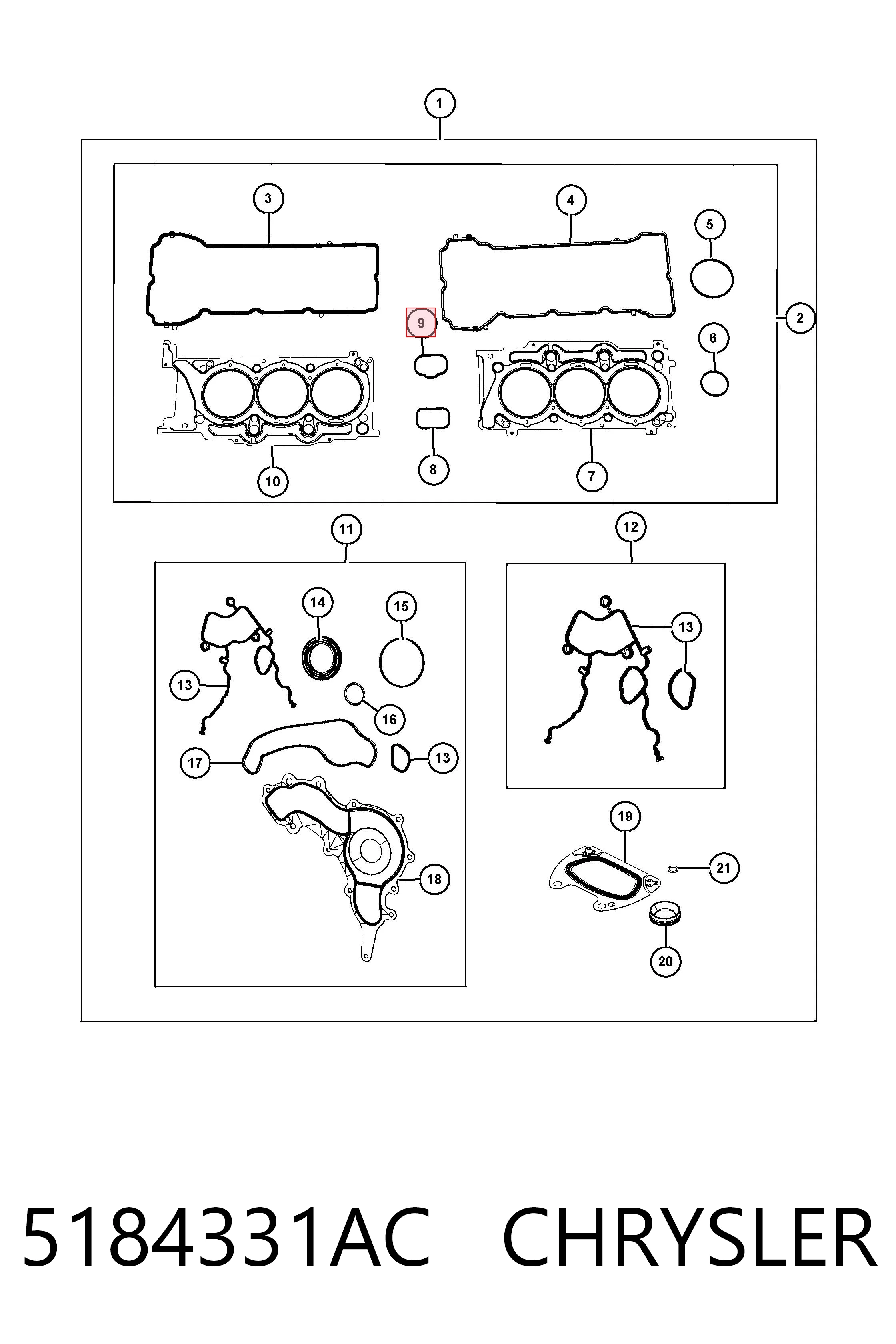 5184331AC Chrysler Прокладка впускного колектора