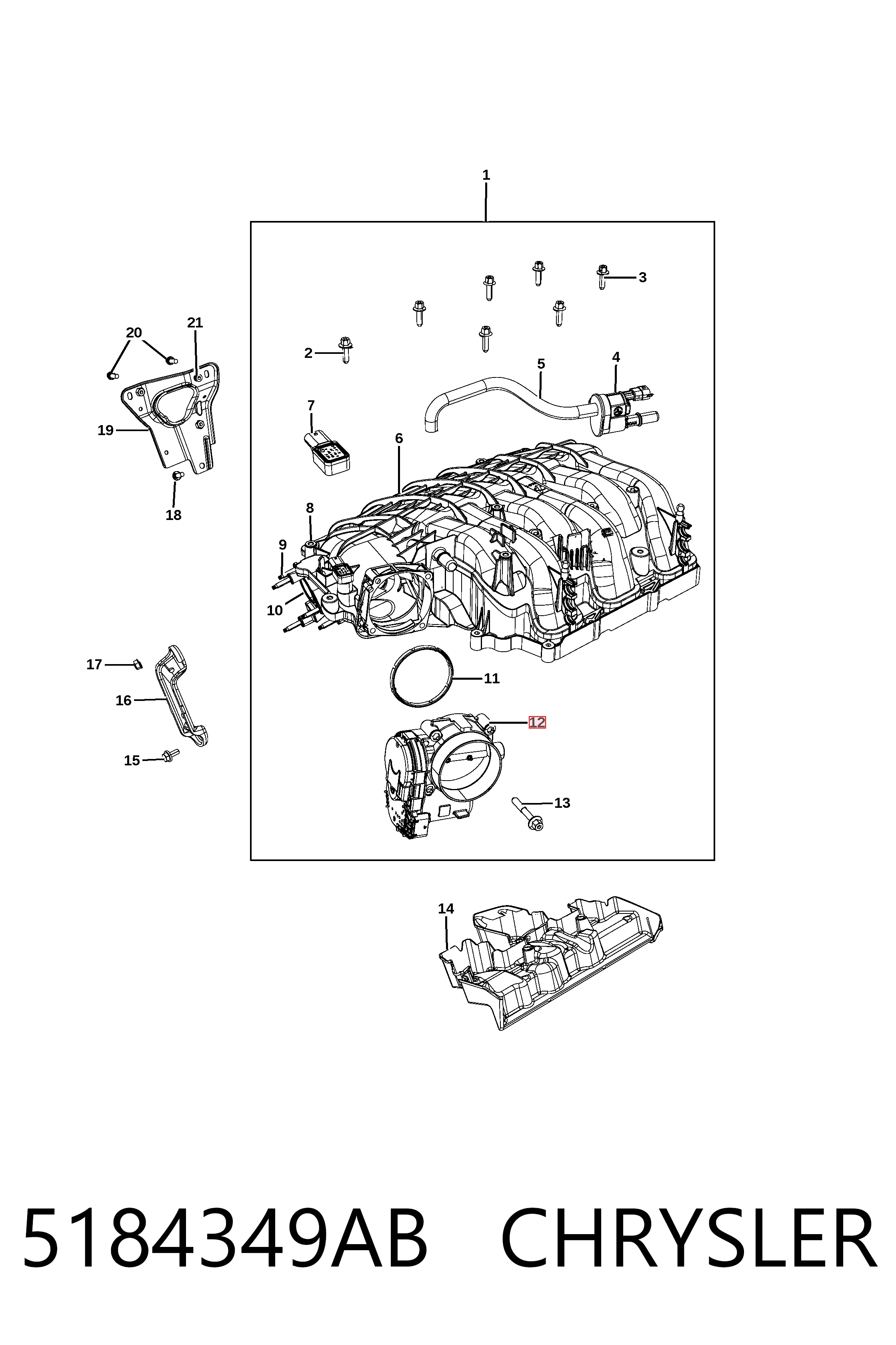 5184349AB Chrysler Дросільна заслінка в зборі