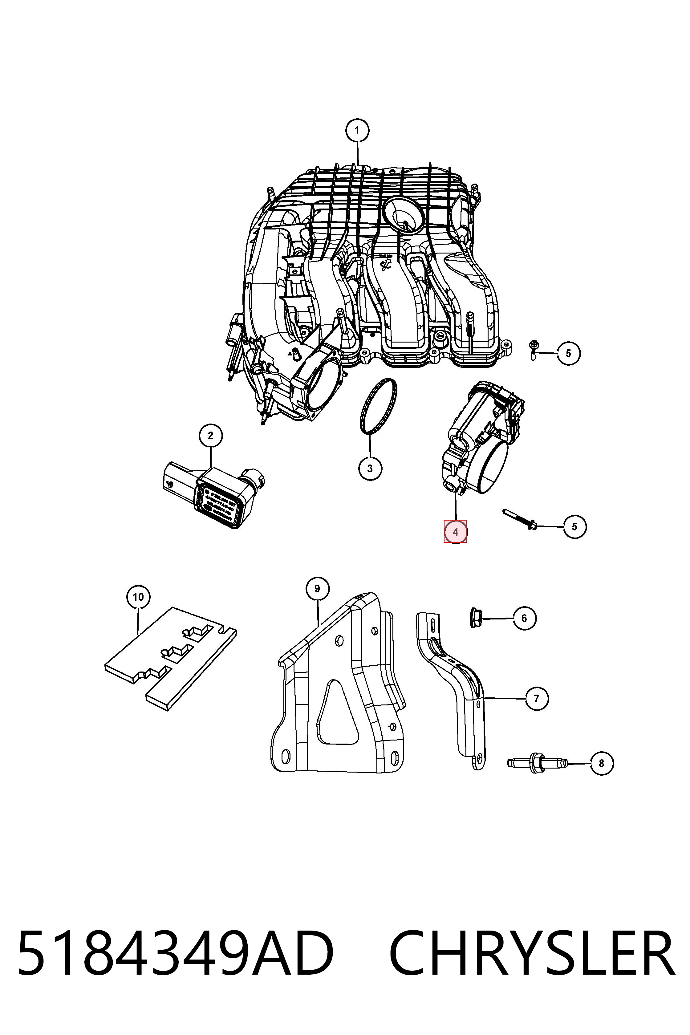 5184349AD Chrysler Дросільна заслінка в зборі
