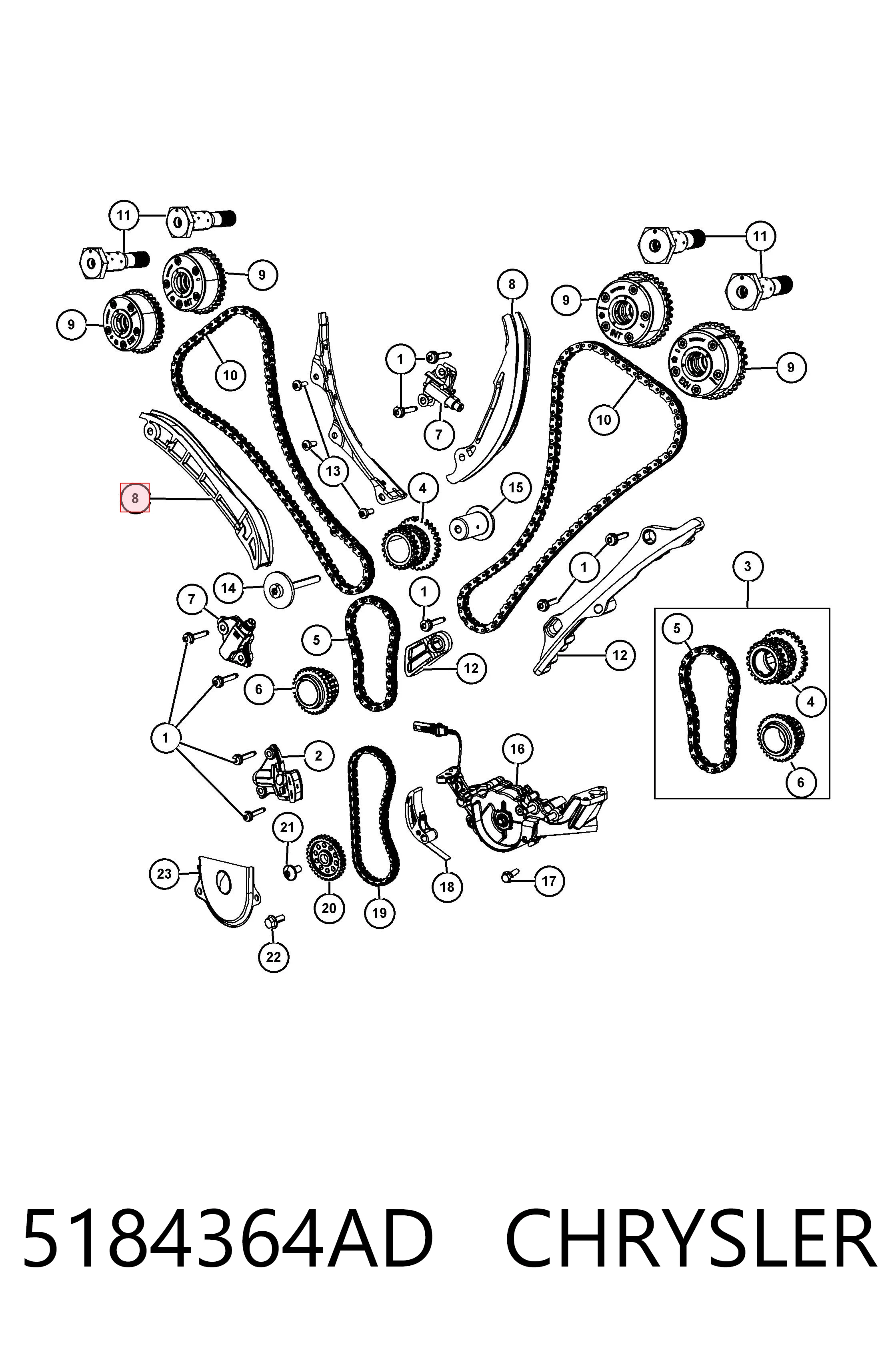 5184364AD Chrysler Ланцюг ГРМ, комплект
