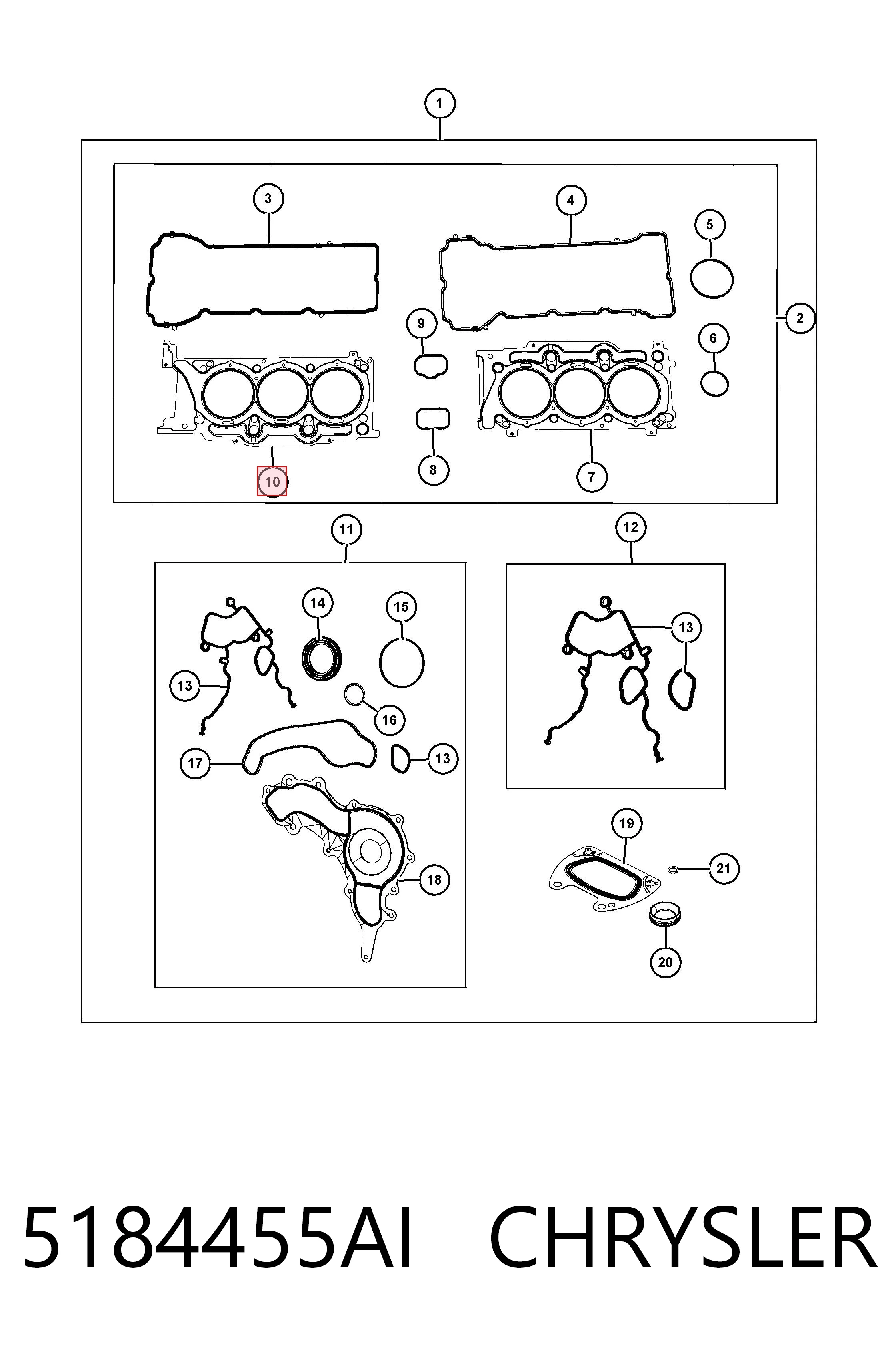 5184455AI Chrysler Прокладка головки блоку циліндрів (ГБЦ), ліва