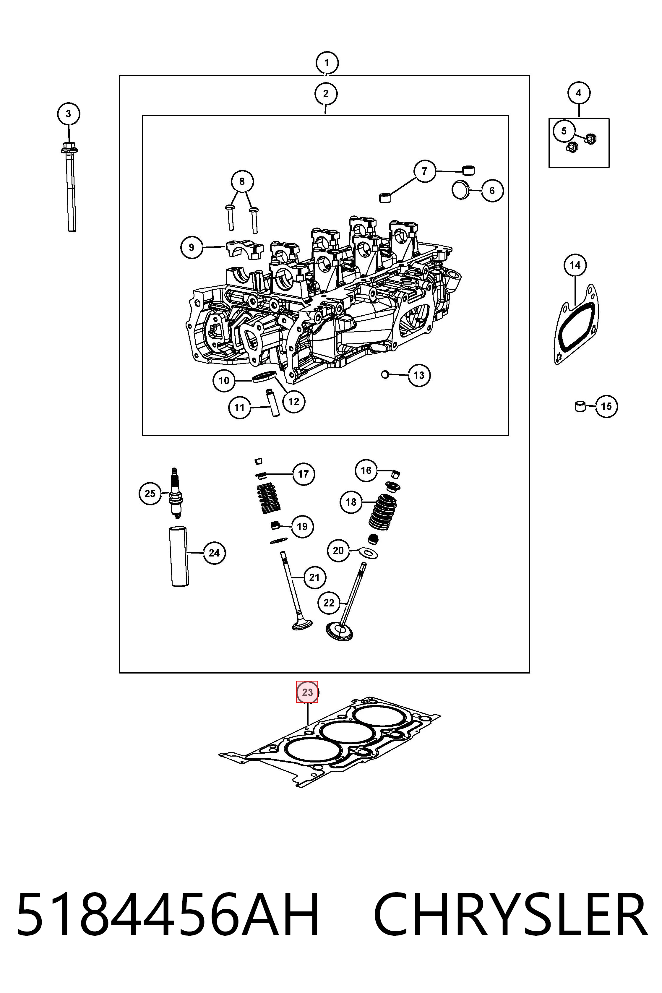 5184456AH Chrysler Прокладка головки блоку циліндрів (ГБЦ), права