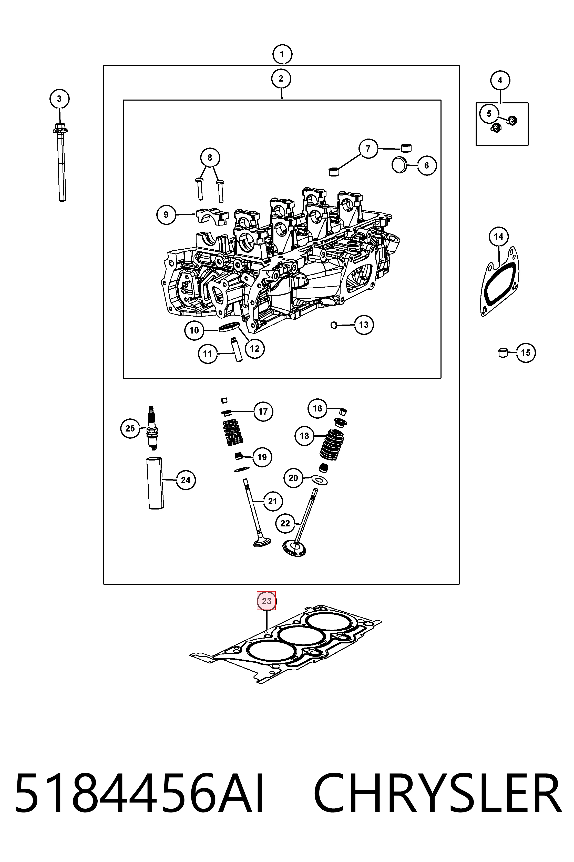 5184456AI Chrysler Прокладка головки блоку циліндрів (ГБЦ), права