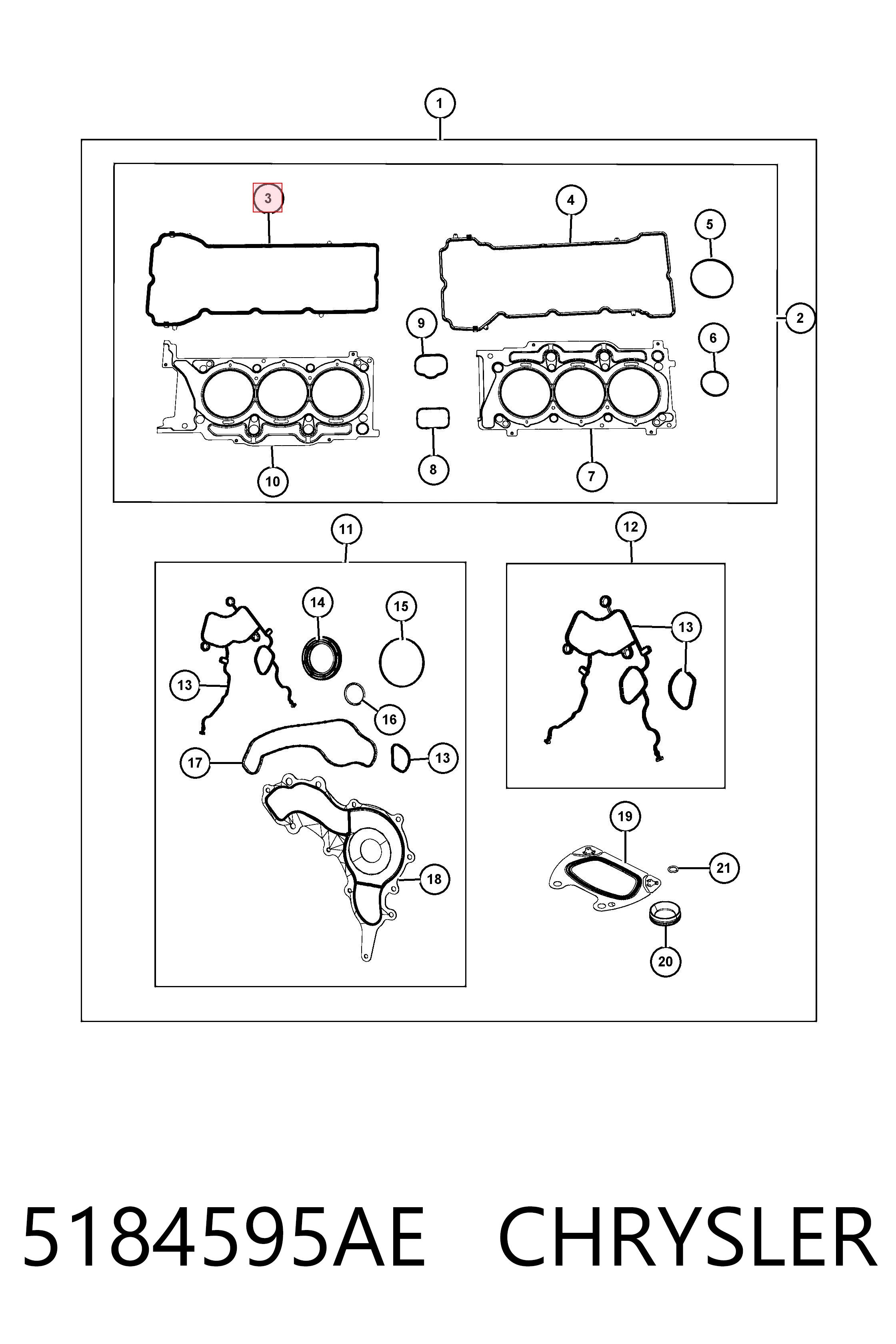 5184595AE Chrysler Прокладка клапанної кришки, права