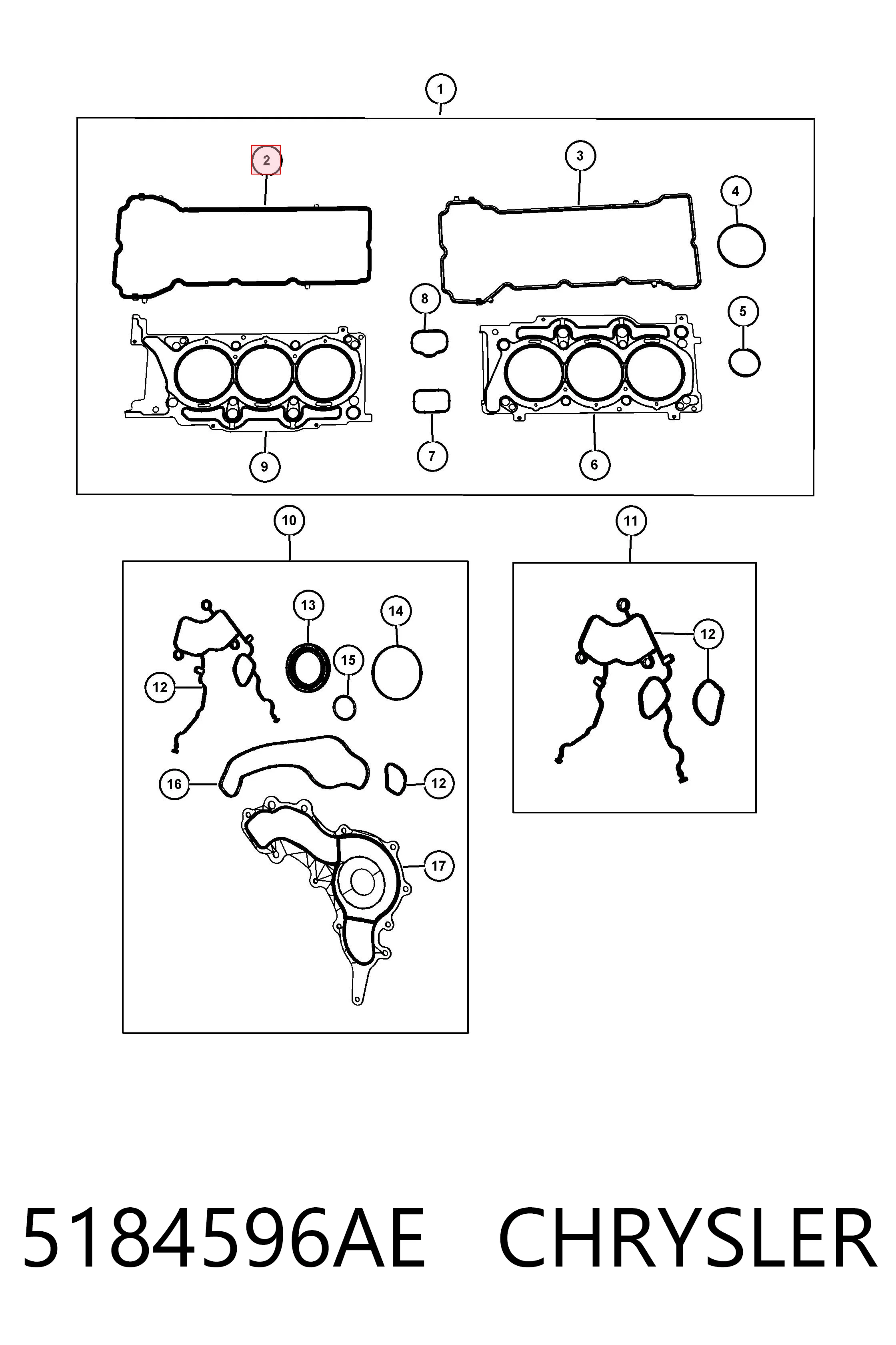 5184596AE Chrysler Прокладка клапанної кришки двигуна, ліва