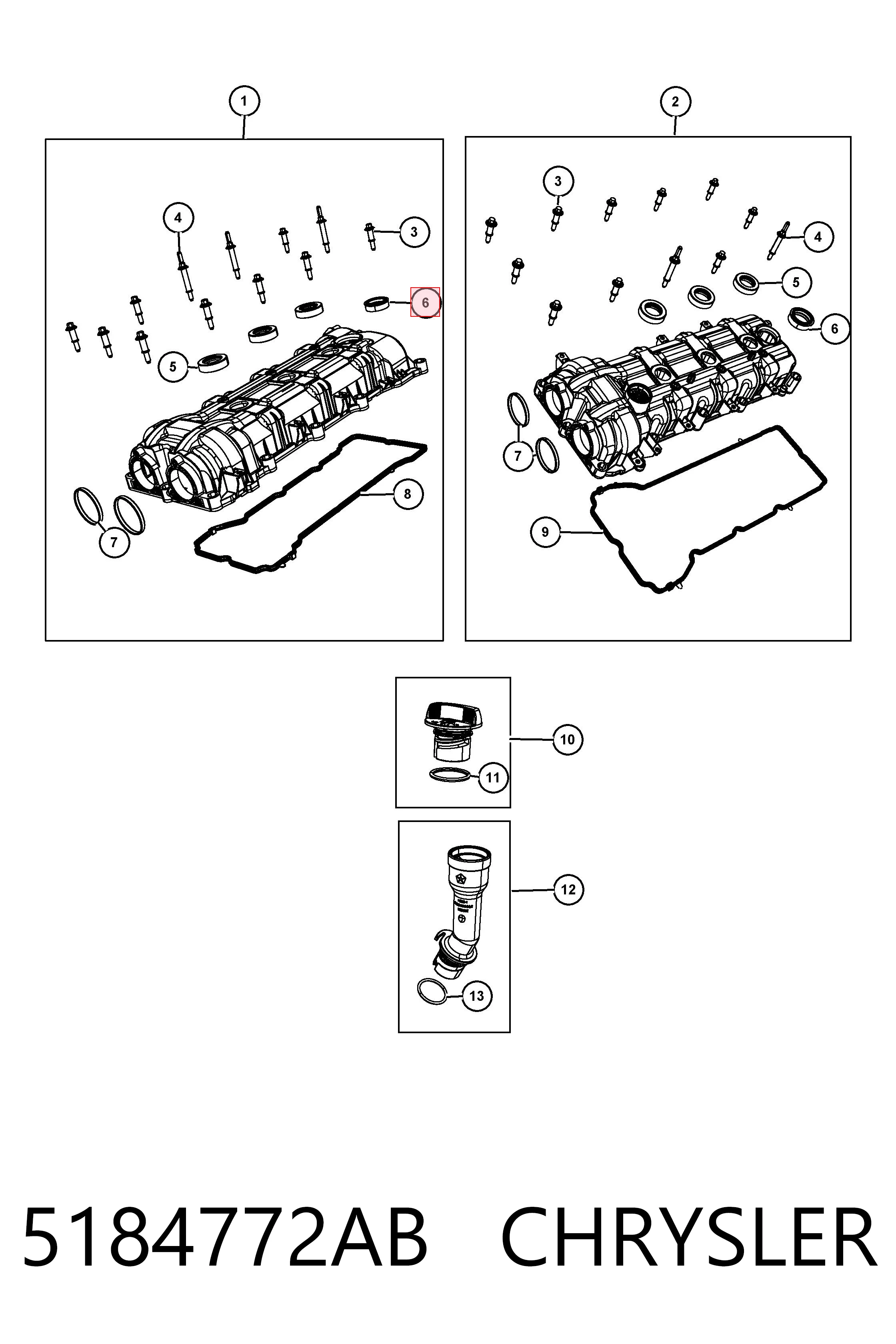 Купити K05184772AB Fiat/Alfa/Lancia Кільце ущільнювальне свічкового колодязя