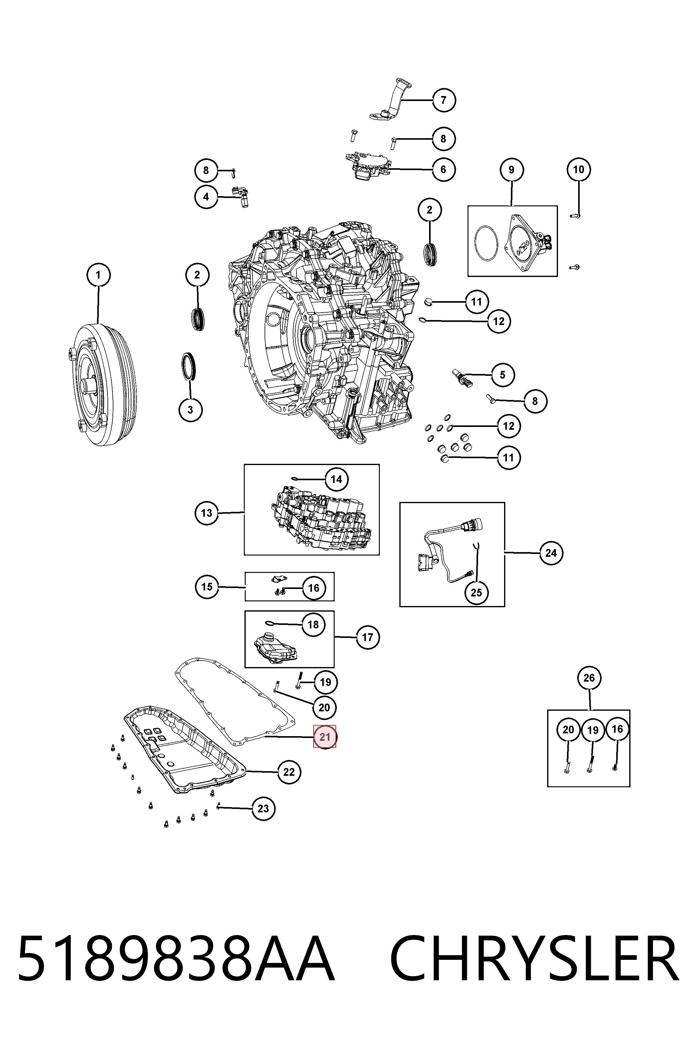 K05189838AA Fiat/Alfa/Lancia Прокладка піддону АКПП