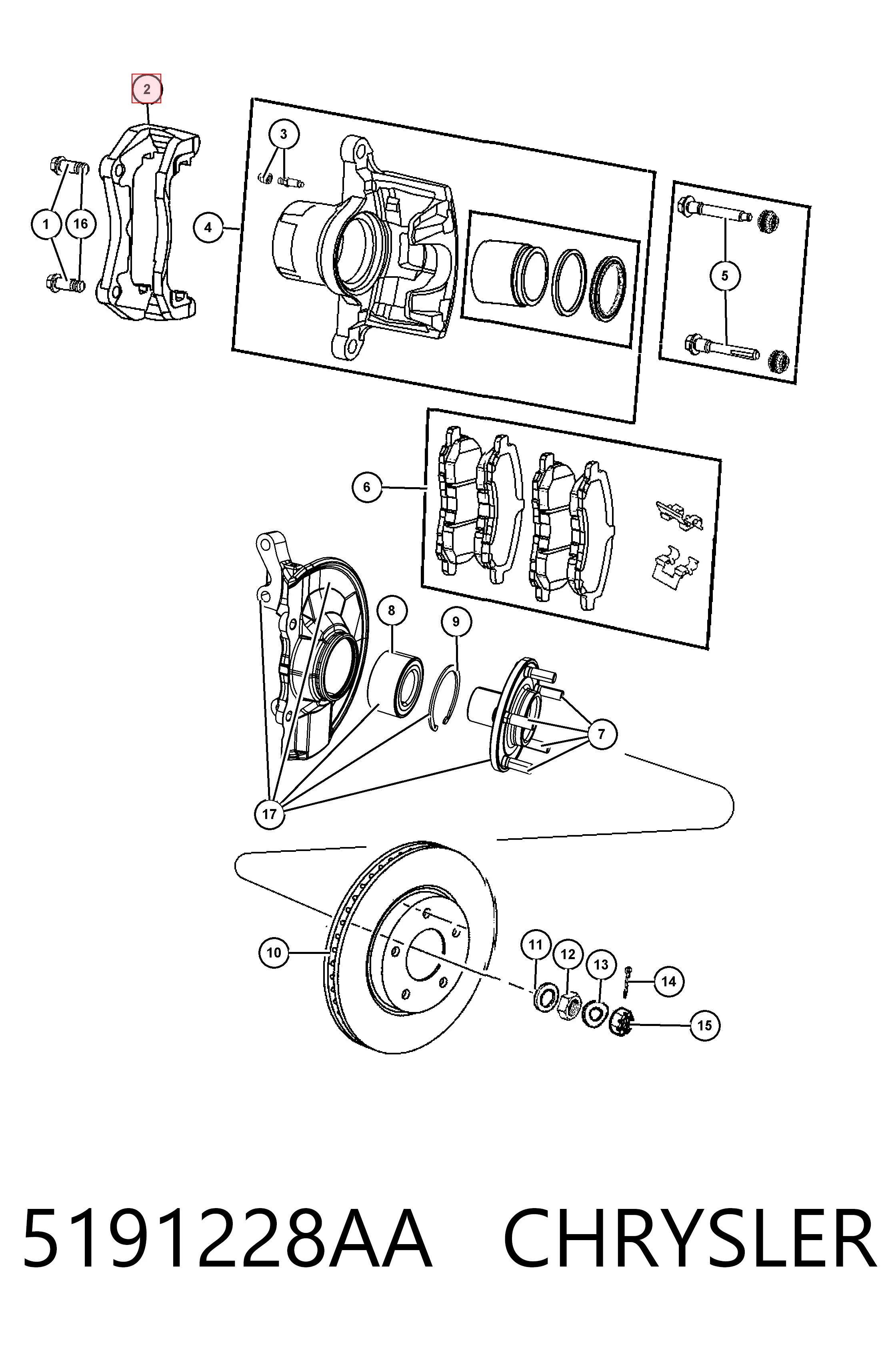 K05191228AA Fiat/Alfa/Lancia Скоба гальмівного супорта переднього
