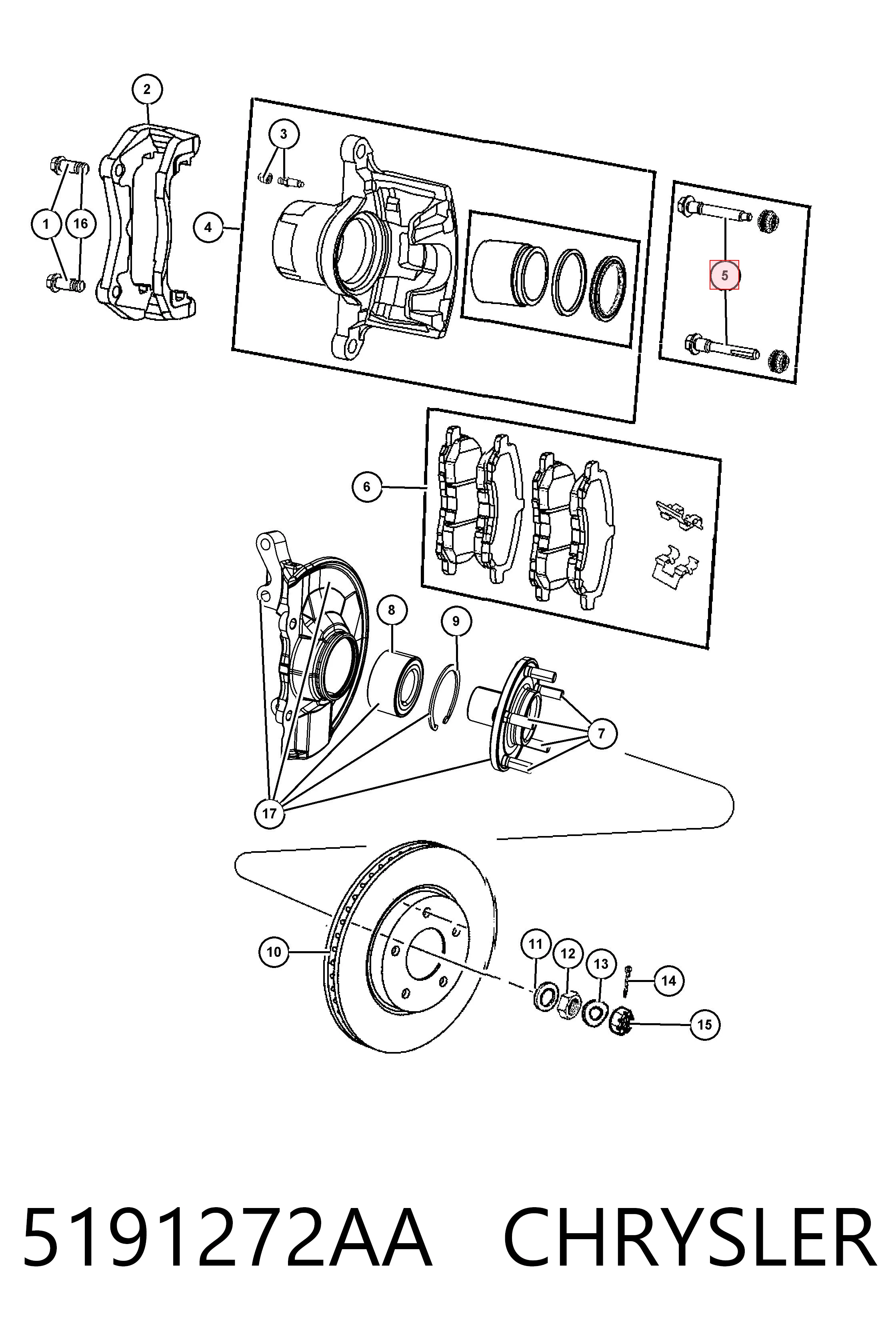 K05191272AA Fiat/Alfa/Lancia Втулка напрямна гальмівного супорта