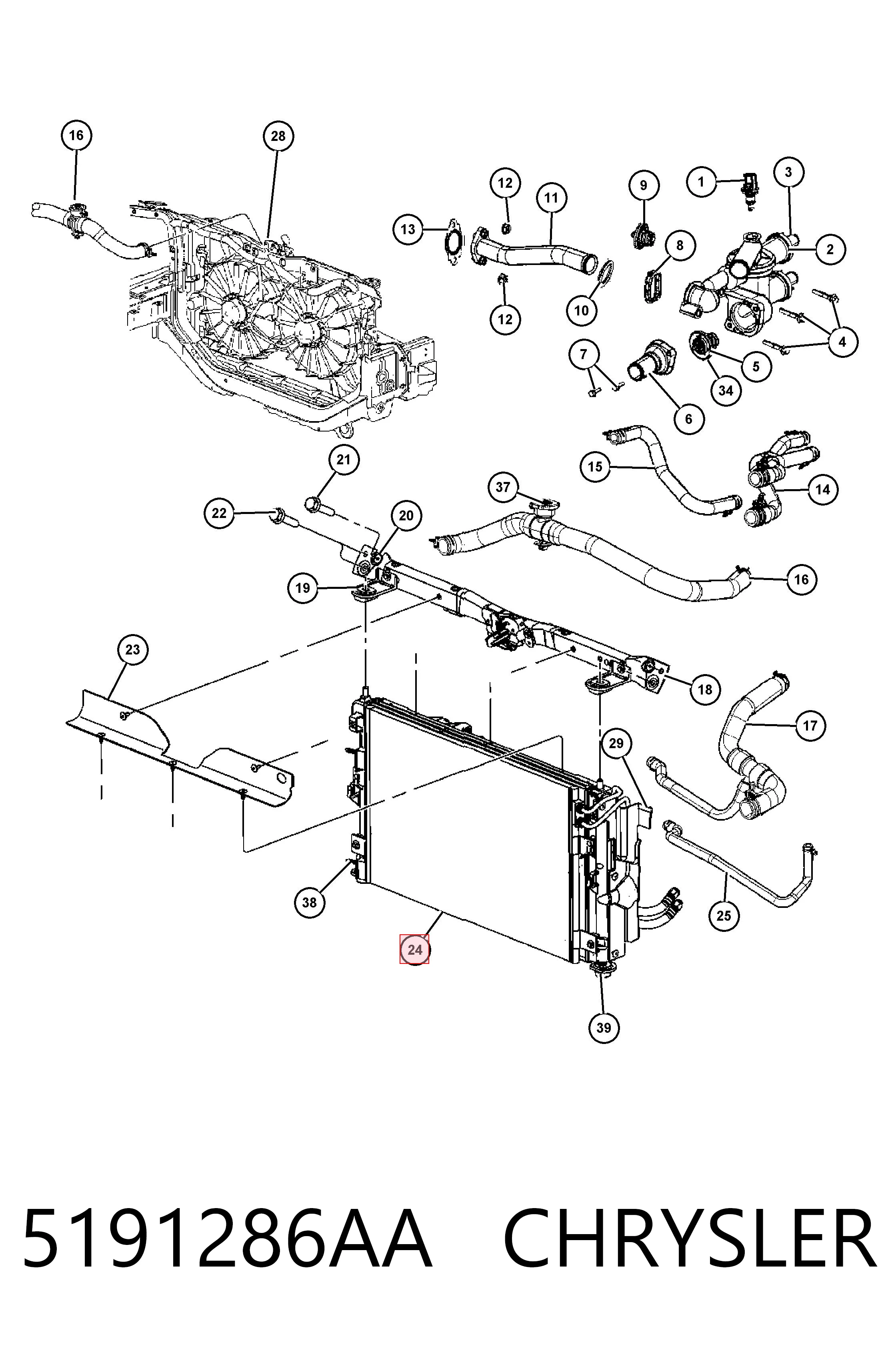 5191286AA Chrysler Радіатор охолодження двигуна