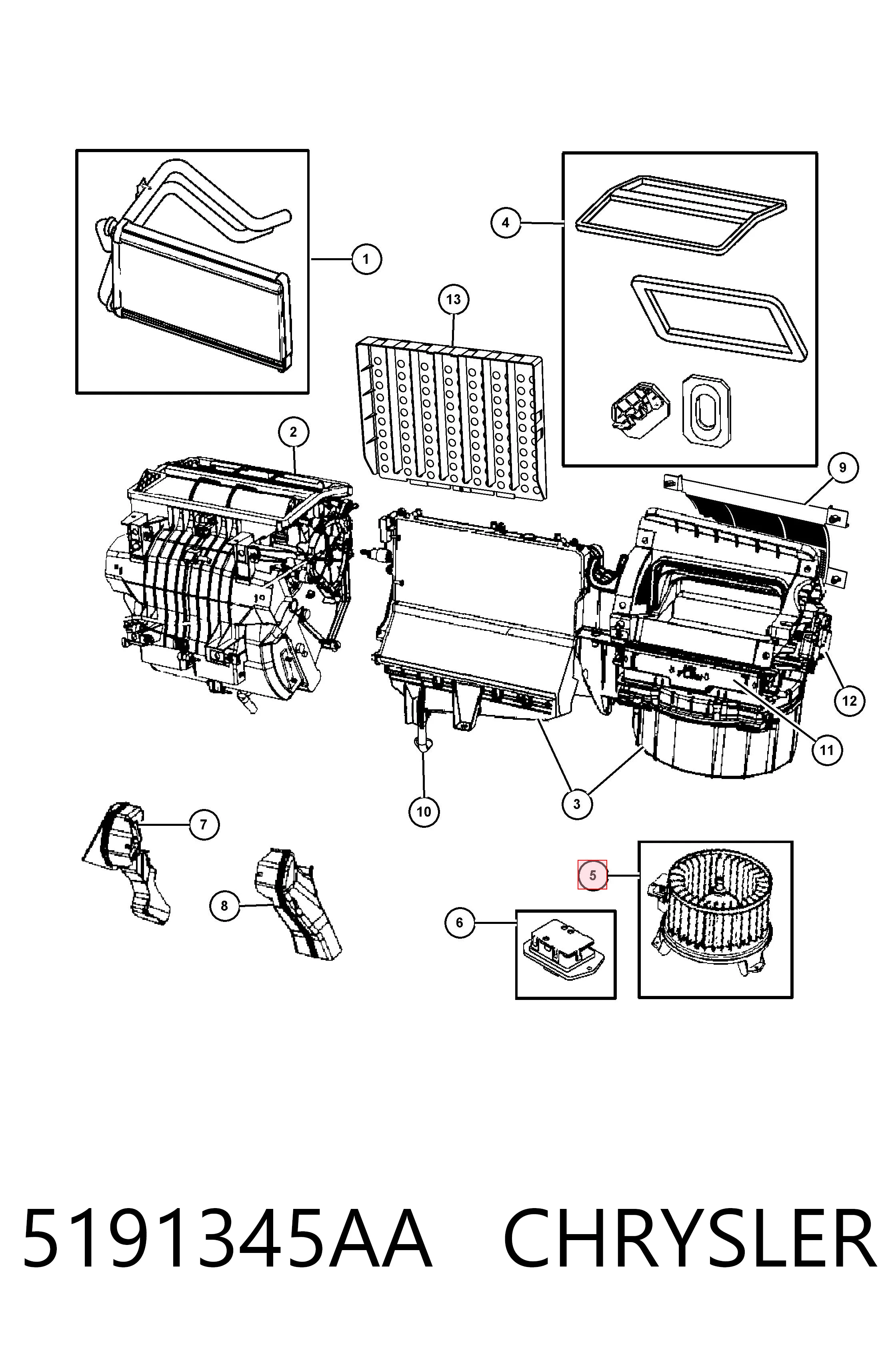 5191345AA Chrysler Електромотор пічки