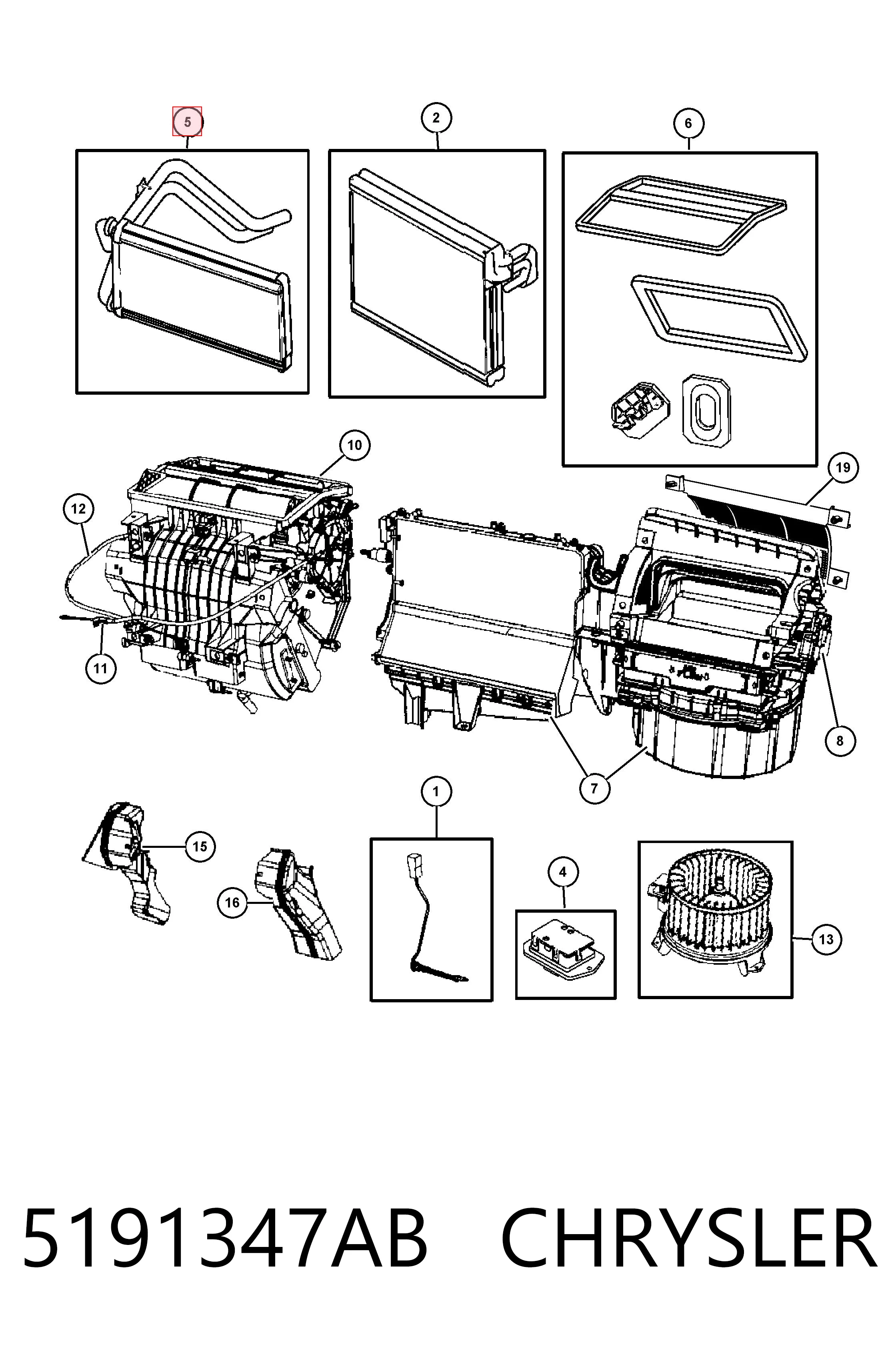 5191347AB Chrysler Радіатор опалювача салону
