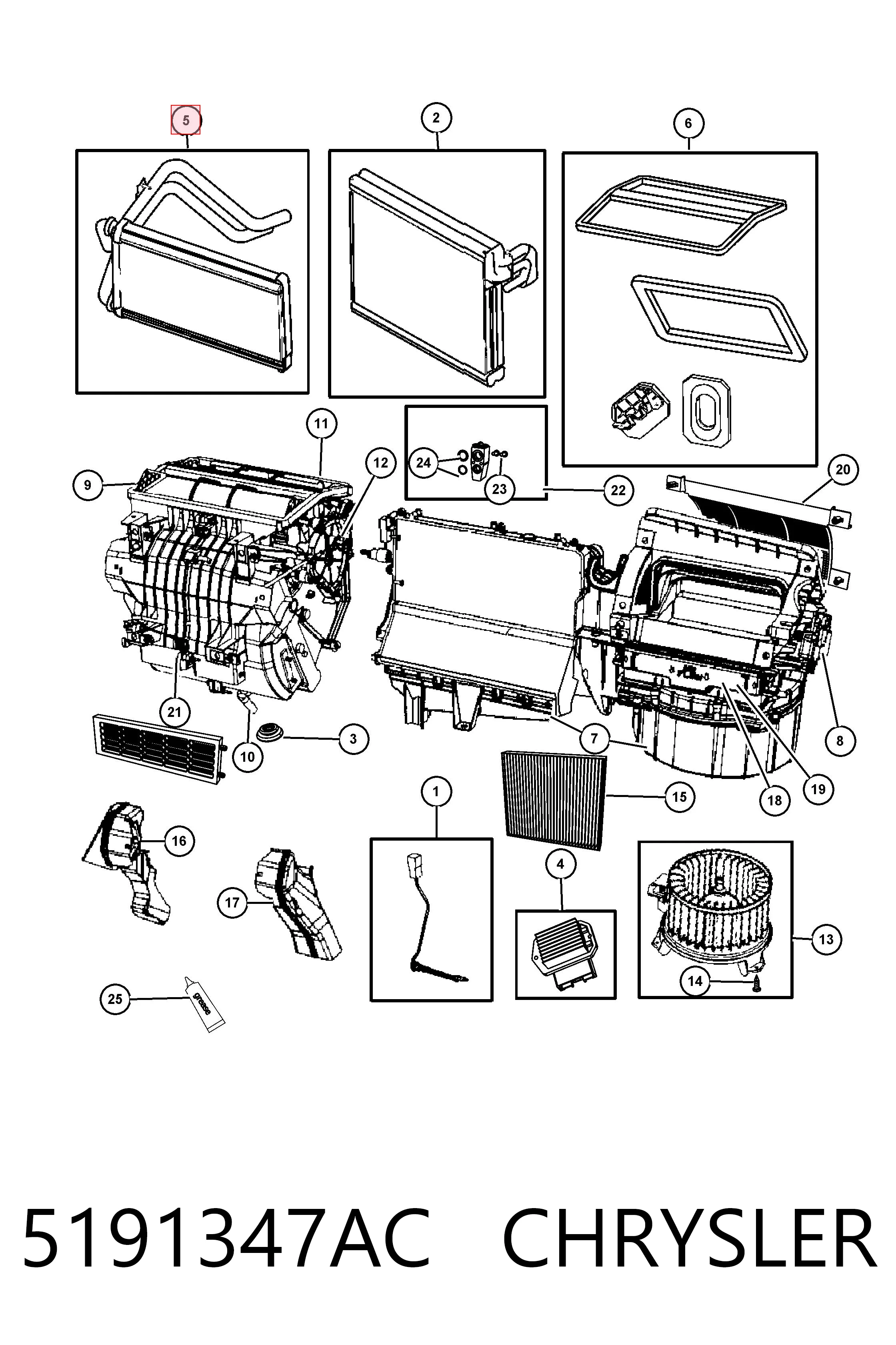 5191347AC Chrysler Радіатор опалювача салону