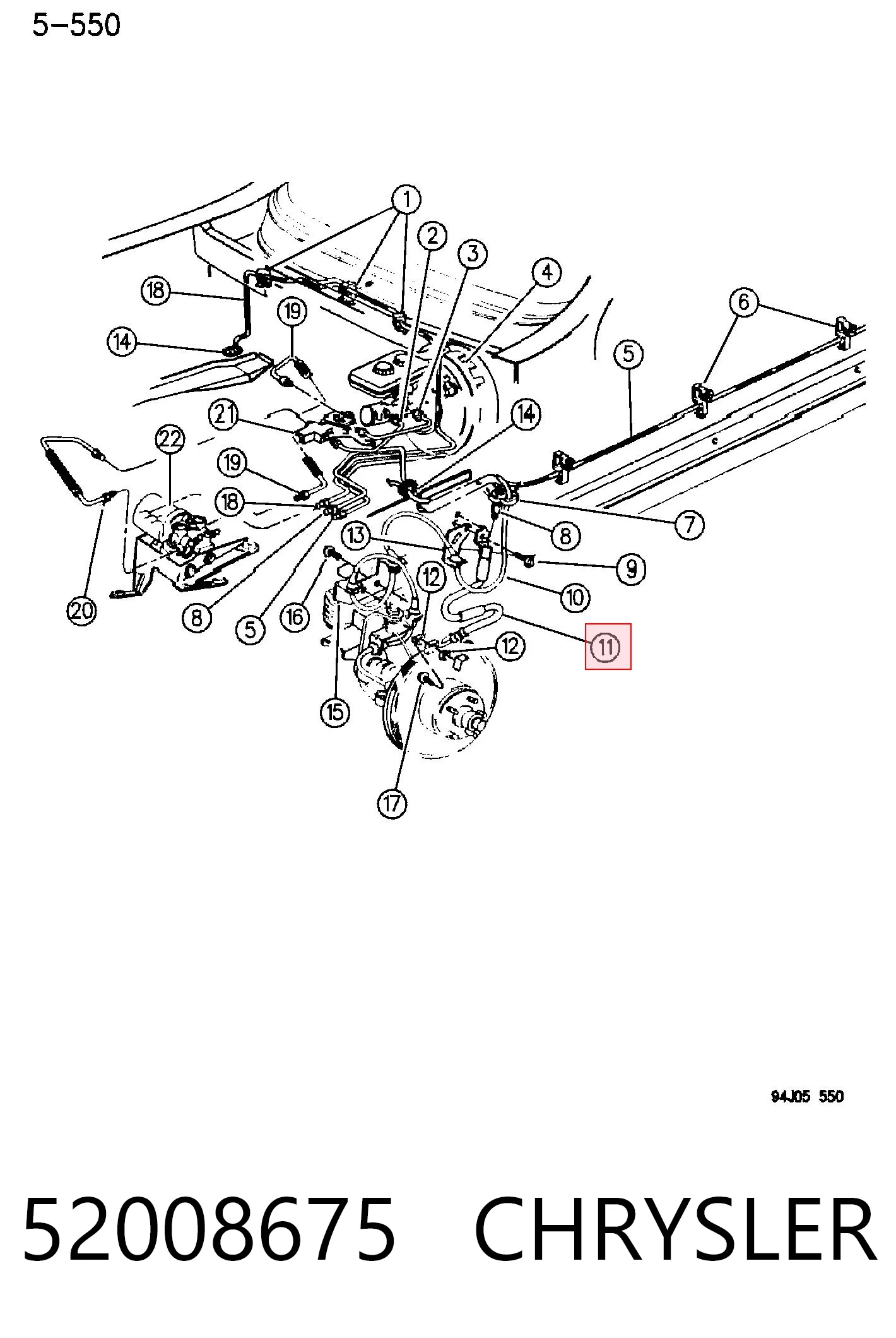 Шланг гальмівний передній, лівий K&K FT3522 ціна, від 24.75 USD