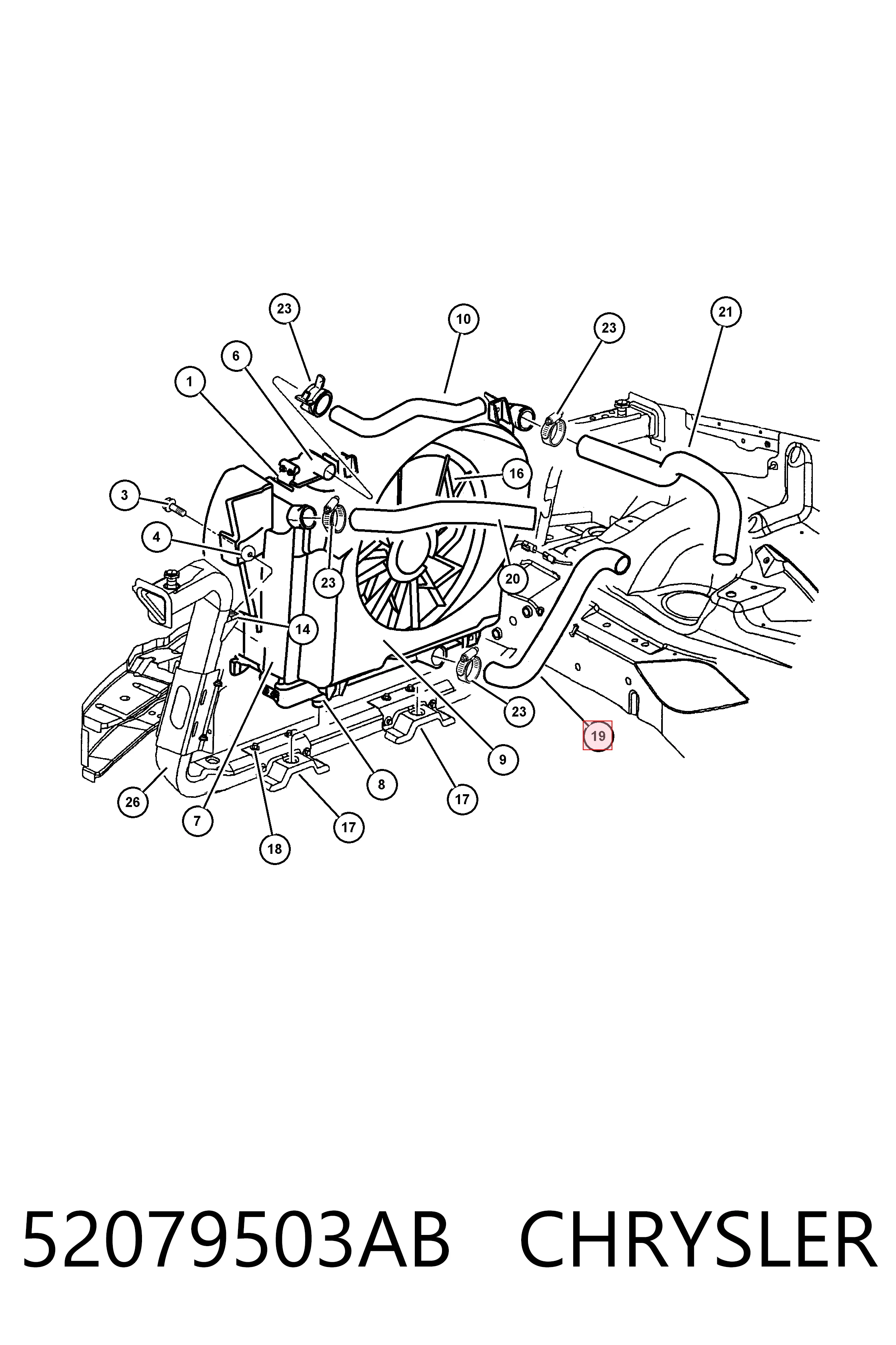 K52079503 Fiat/Alfa/Lancia Шланг/патрубок радіатора охолодження, нижній