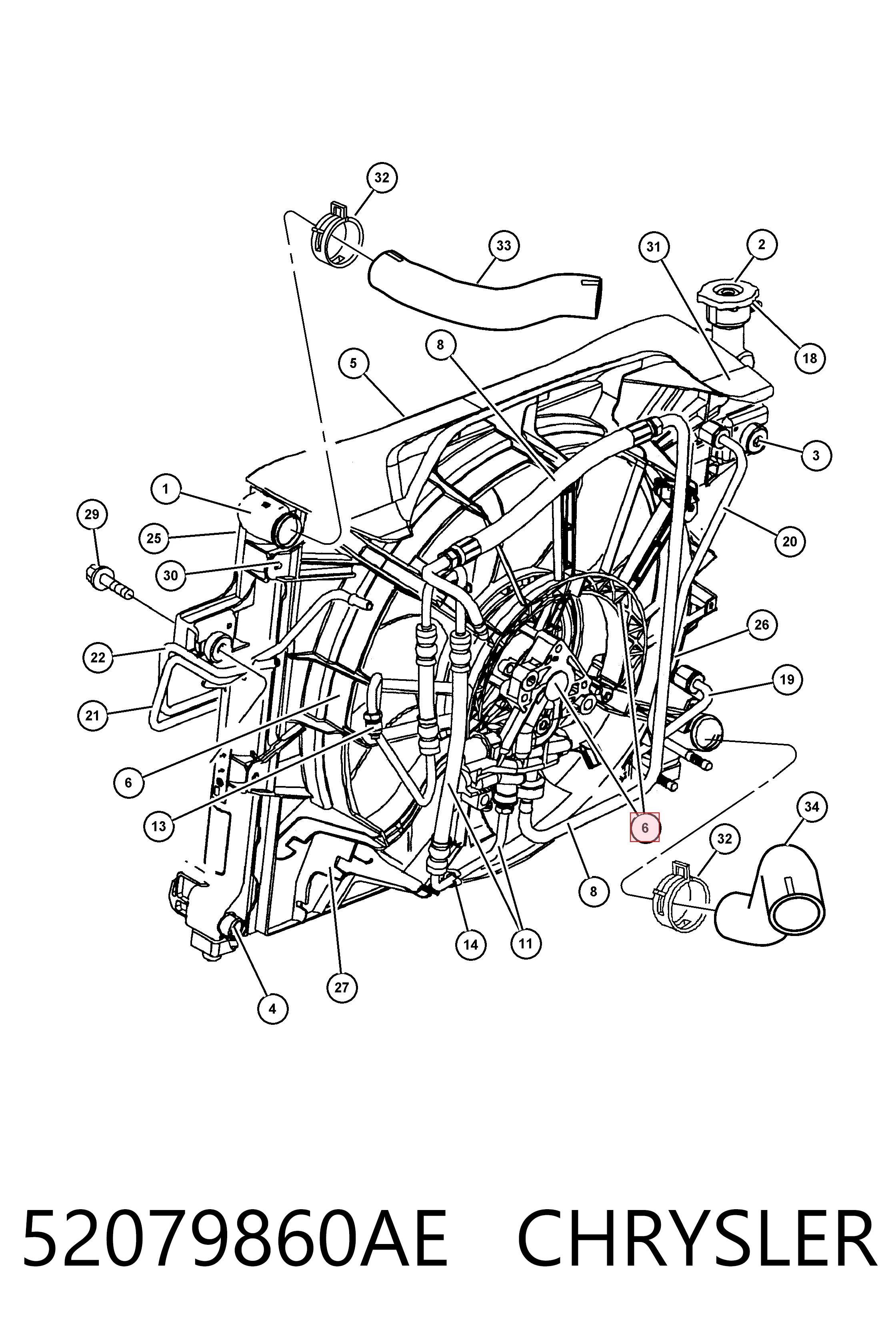 Купити K52079860AA Fiat/Alfa/Lancia Електровентилятор охолодження в зборі (двигун + крильчатка)