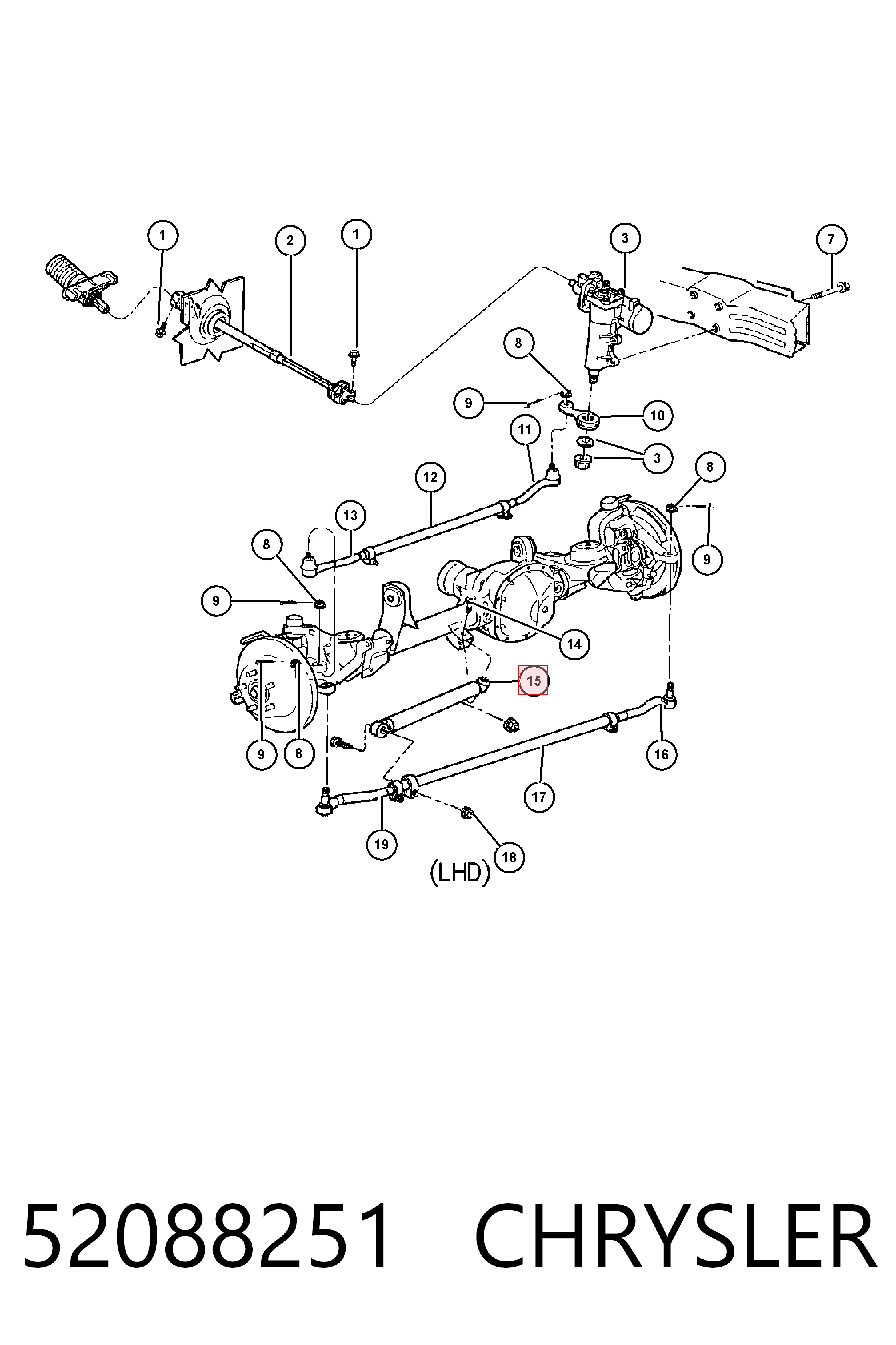 K52088251AB Fiat/Alfa/Lancia Демпфер рульового механізму