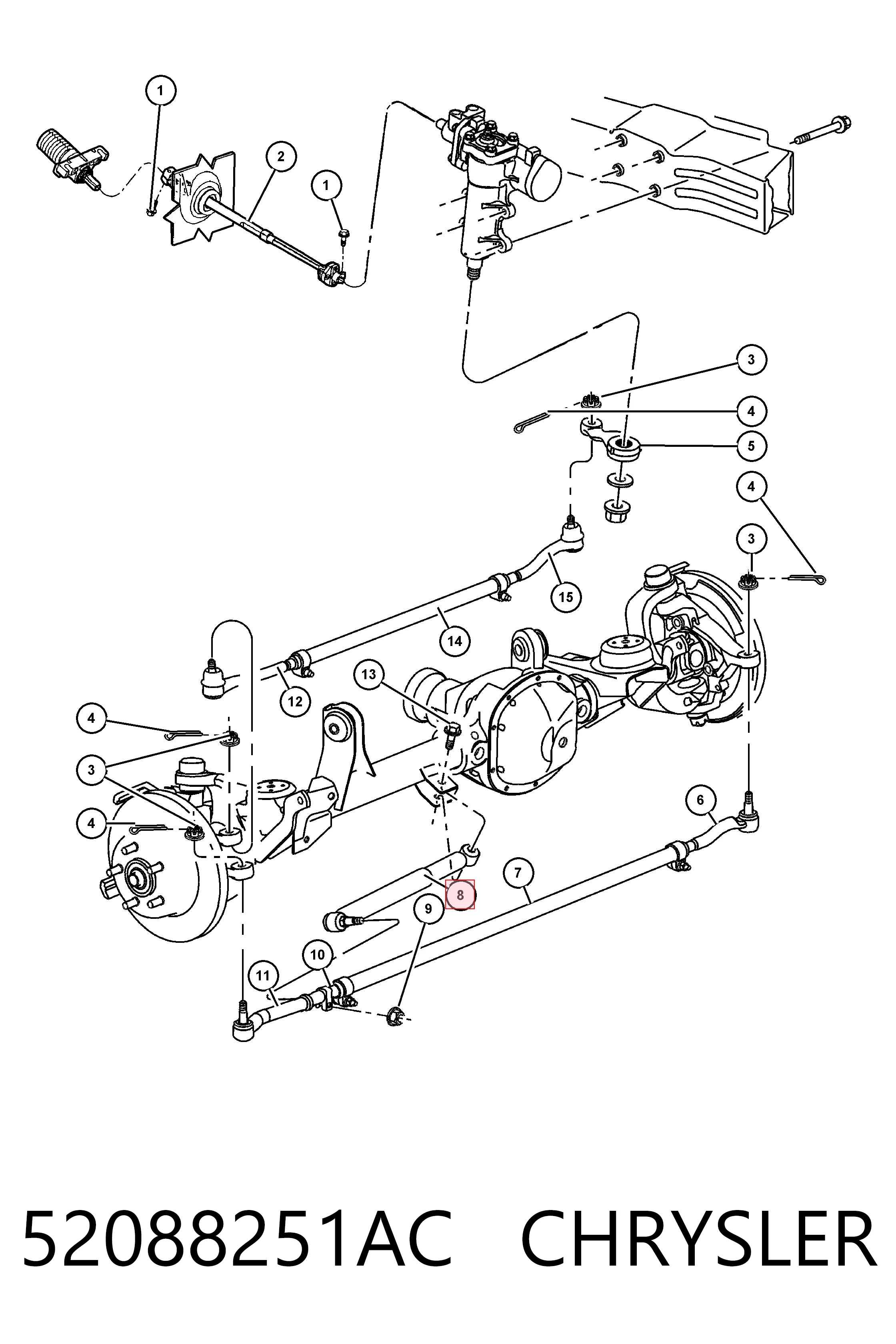 Купити K52088251AB Fiat/Alfa/Lancia Амортизатор рульової