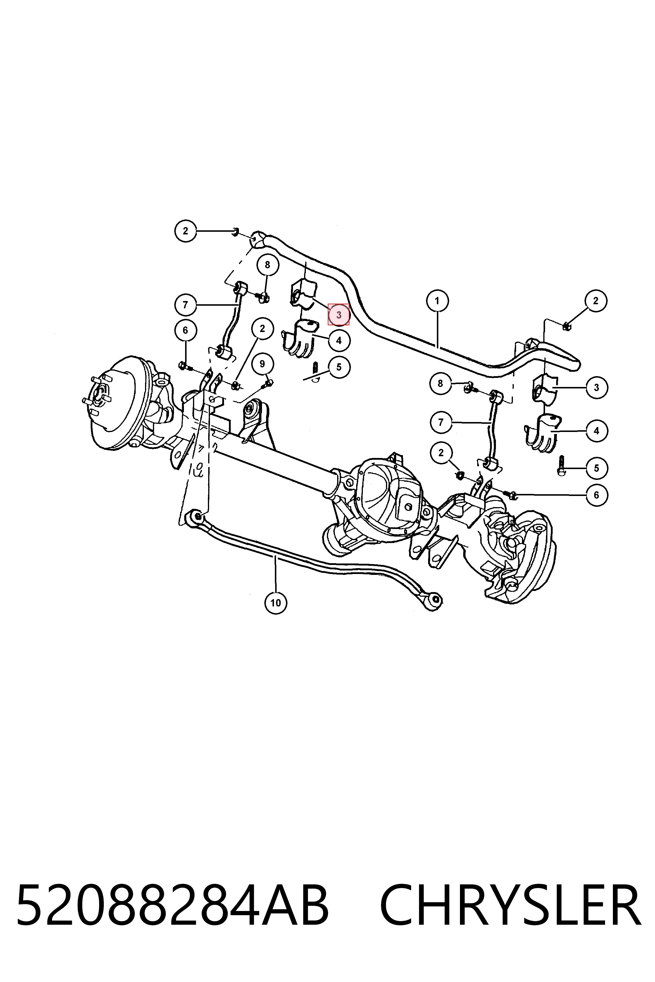 52088284AB Chrysler Втулка стабілізатора переднього