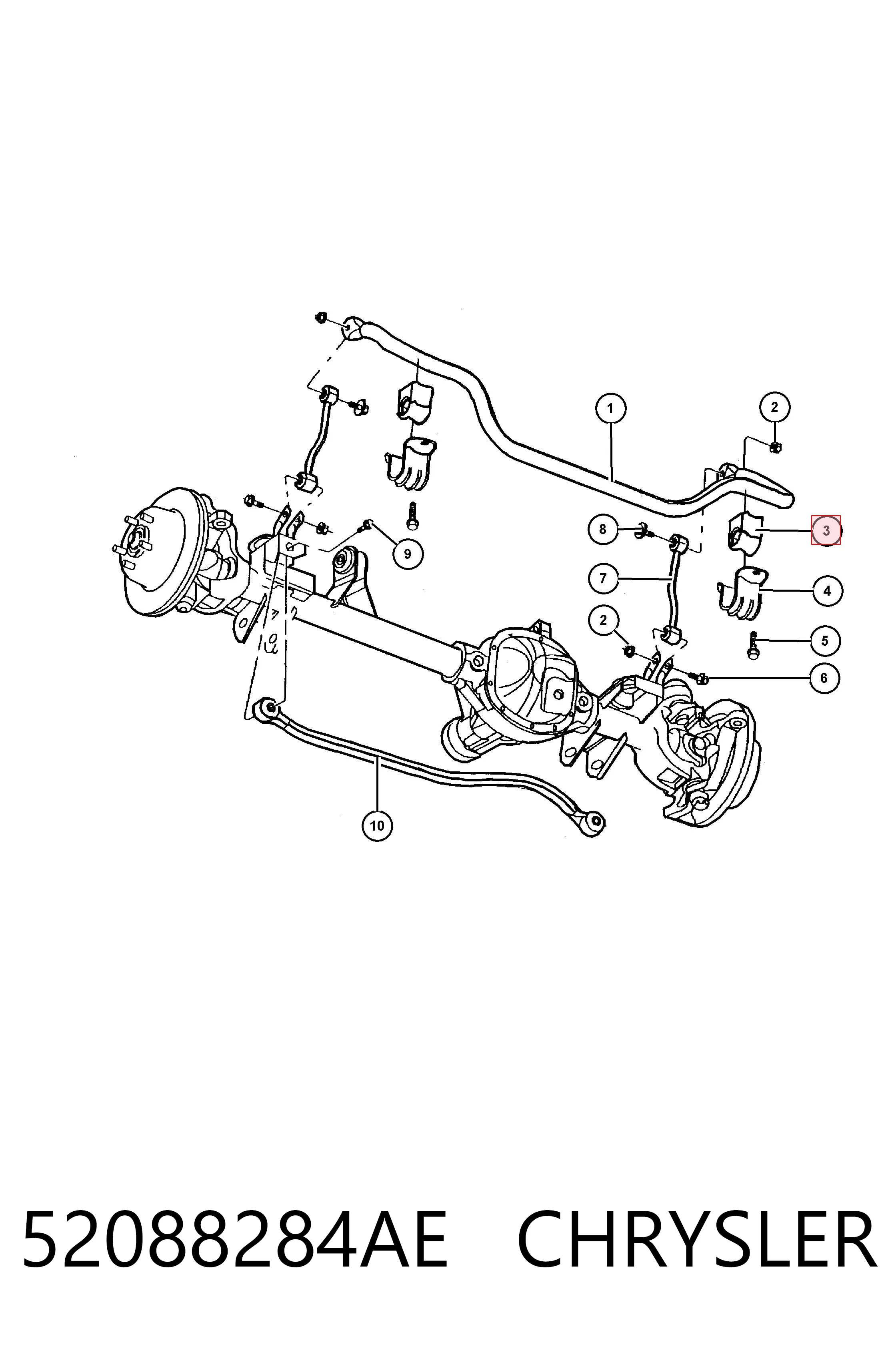52088284AE Chrysler Втулка стабілізатора переднього