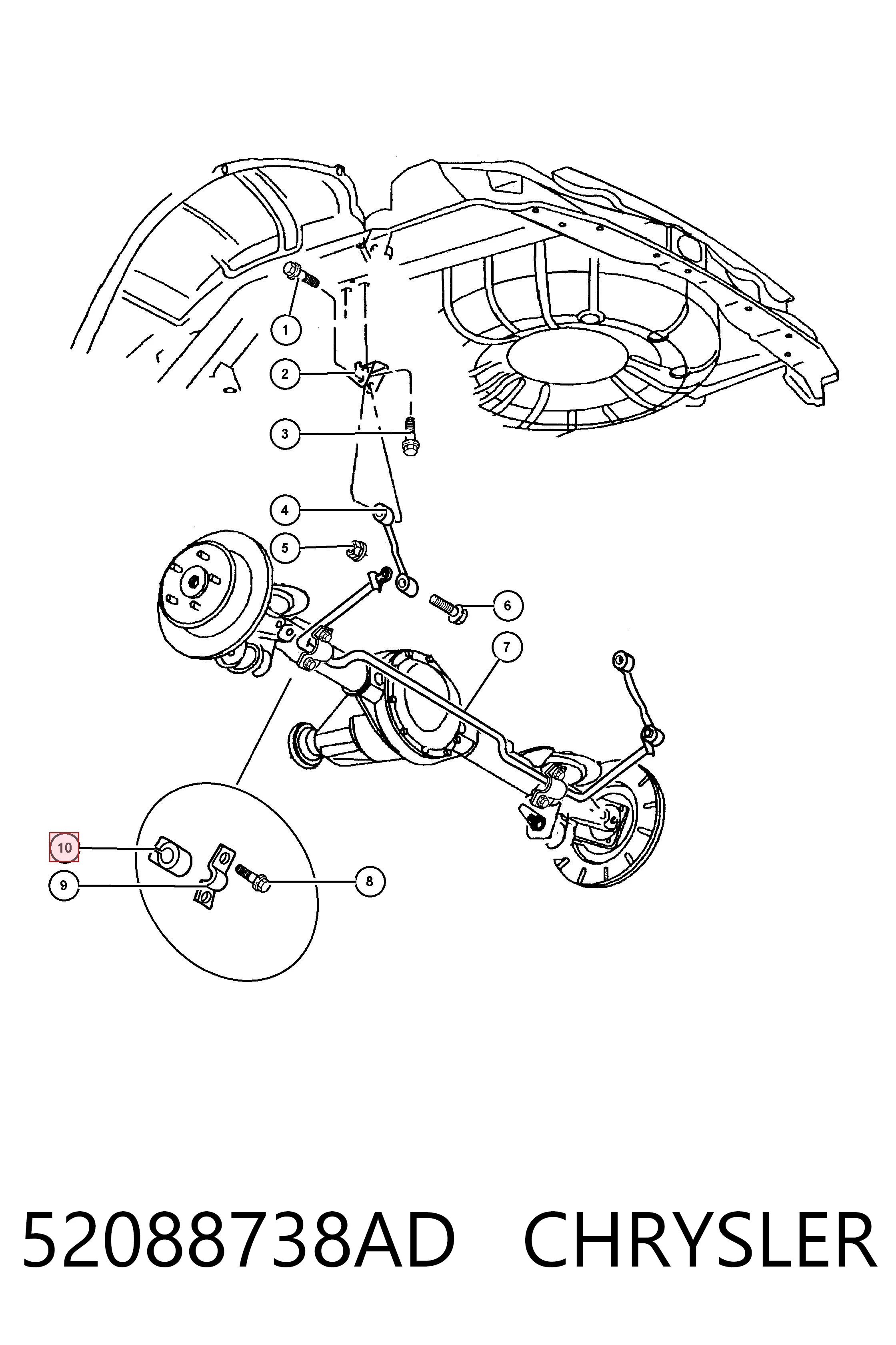 52088738AD Chrysler Втулка стабілізатора заднього