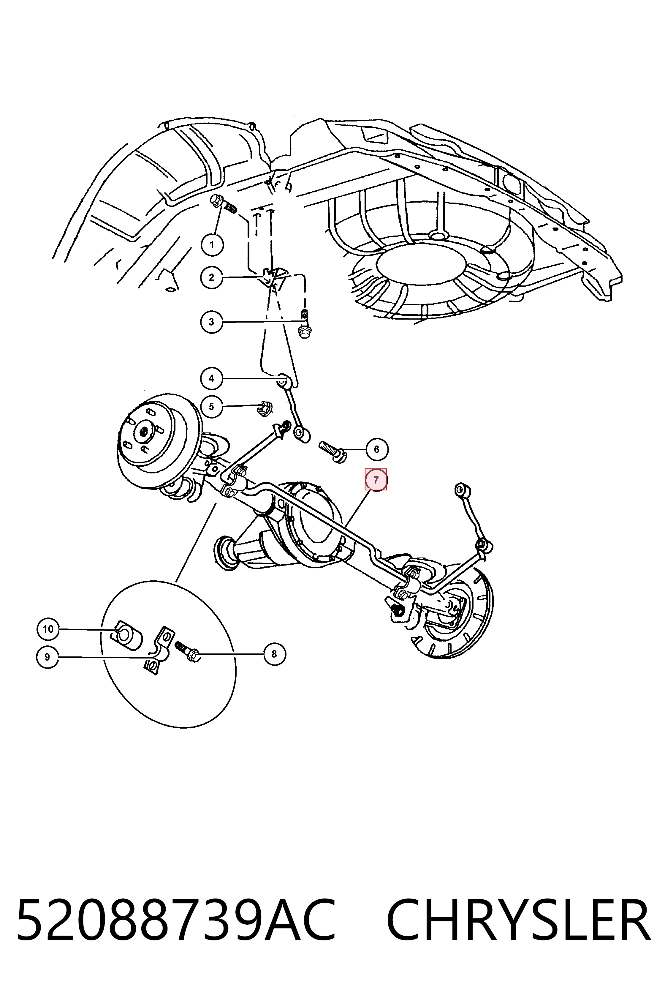 K52088739AB Fiat/Alfa/Lancia Стабілізатор задньої балки