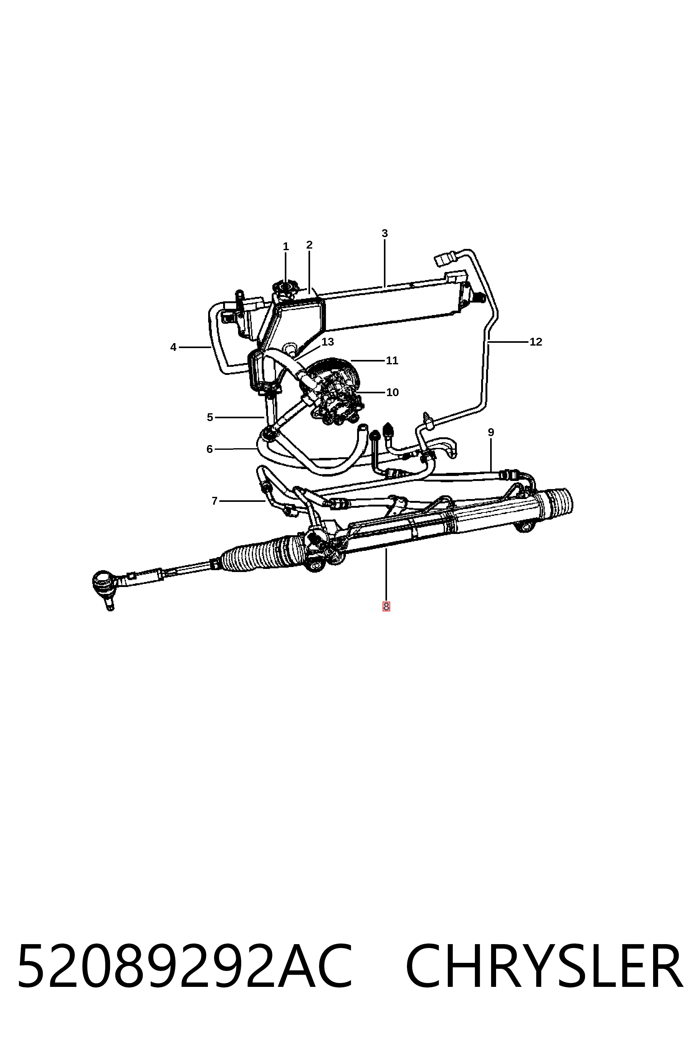 52089292AC Chrysler Рейковий рульовий механізм