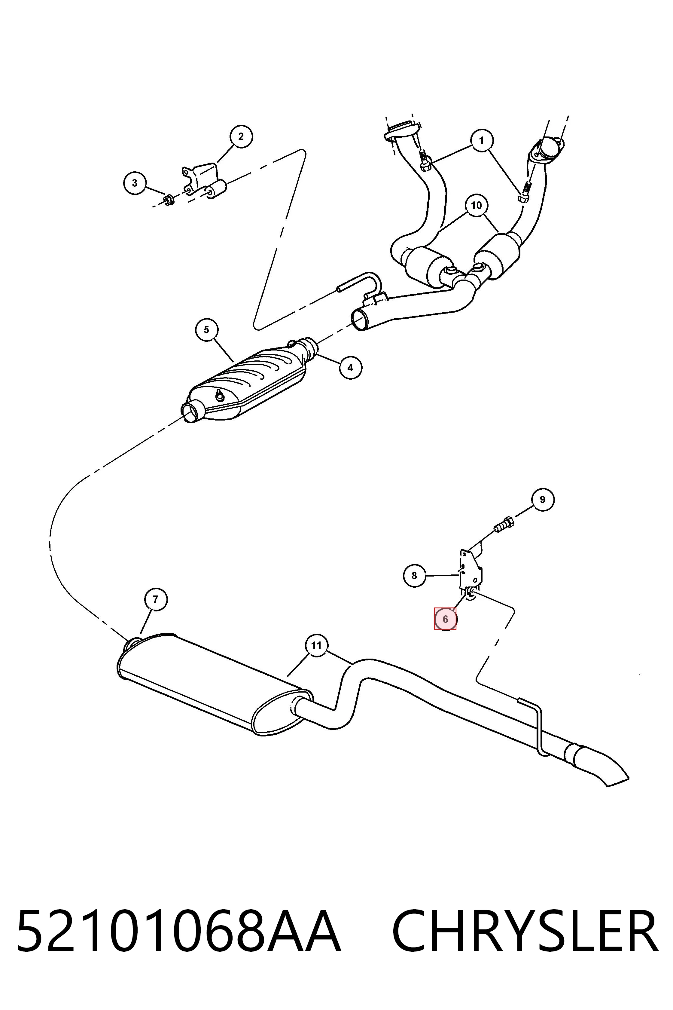 52101068AA Chrysler Кронштейн кріплення глушника