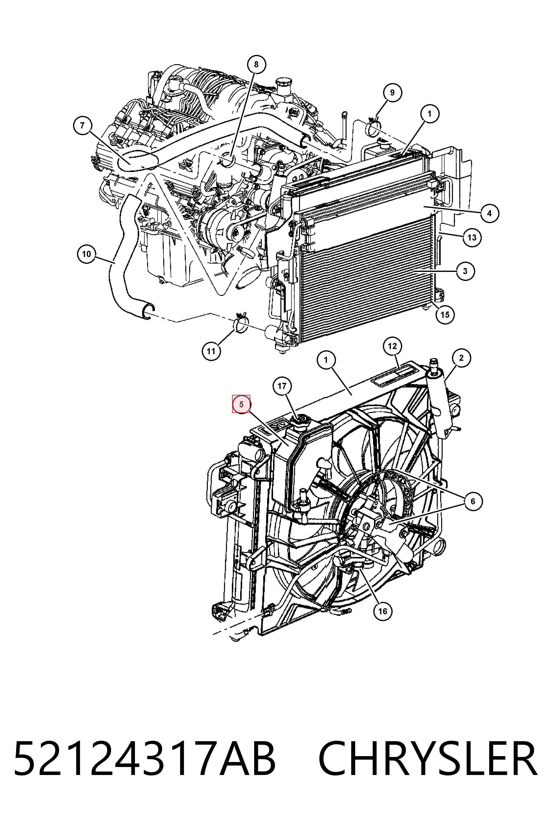 52124317AB Chrysler Бачок гідропідсилювача керма