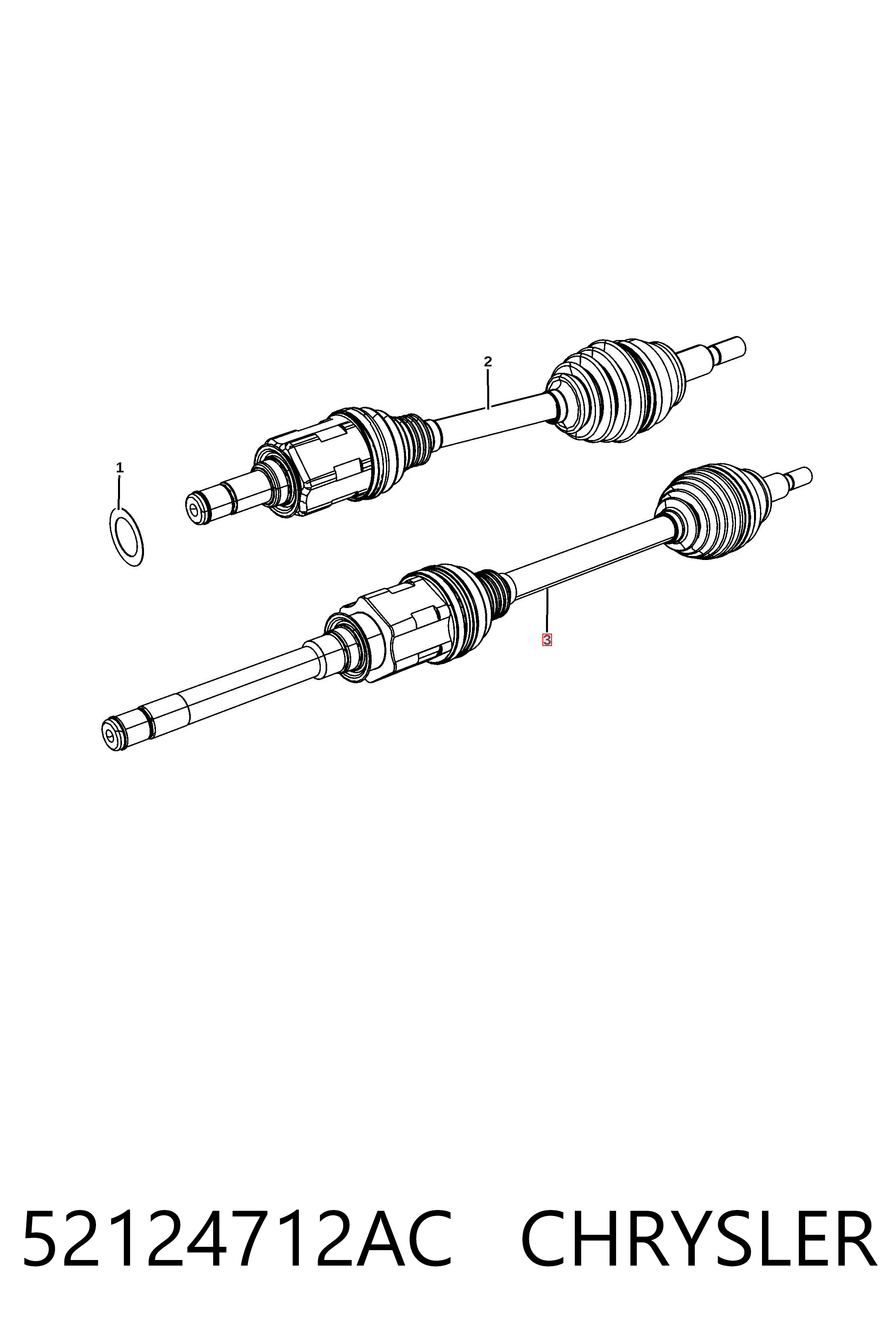 Піввісь передня, права Posterparts 52124712AB ціна, від 106.52 USD