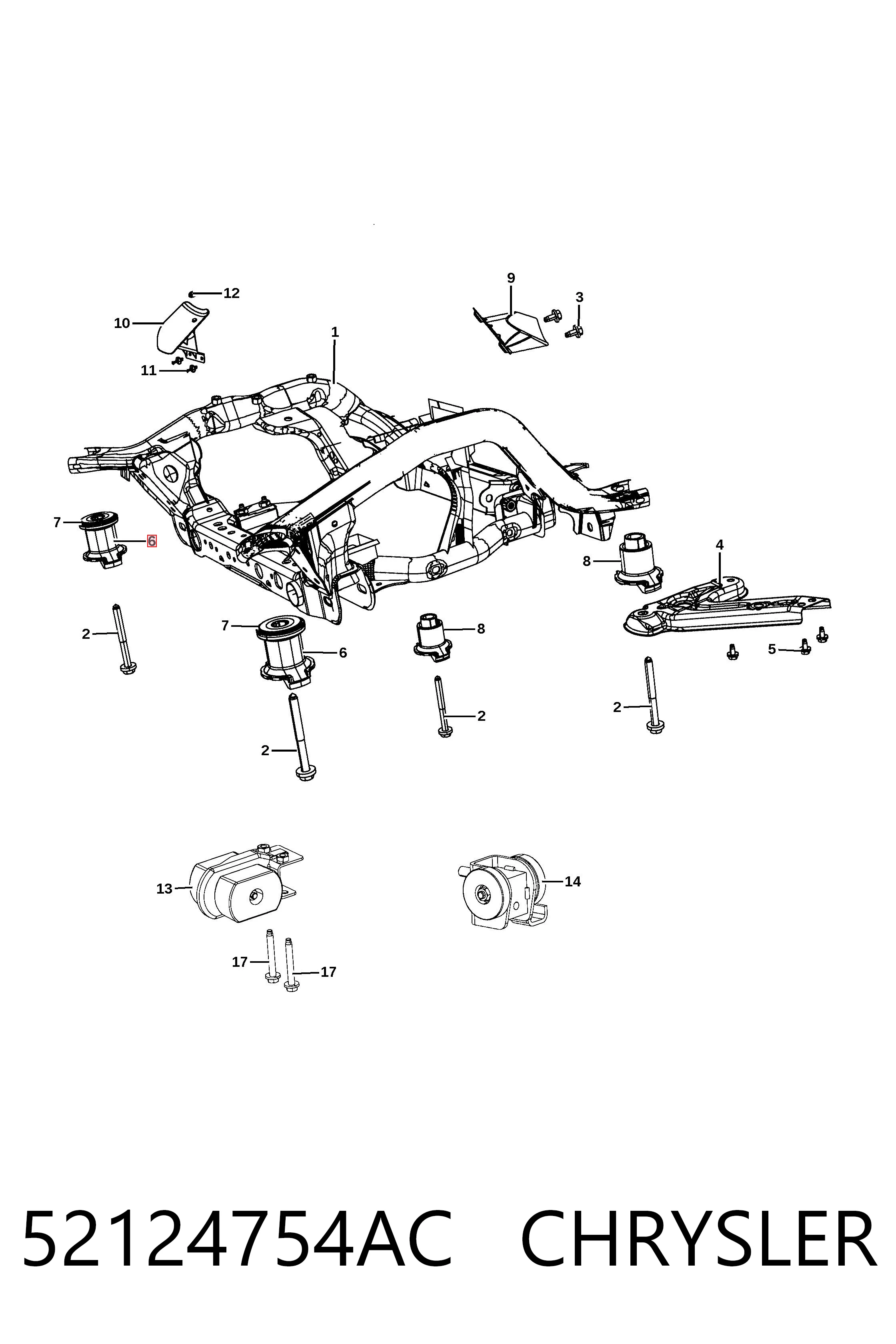 52124754AC Chrysler Подушка передньої балки