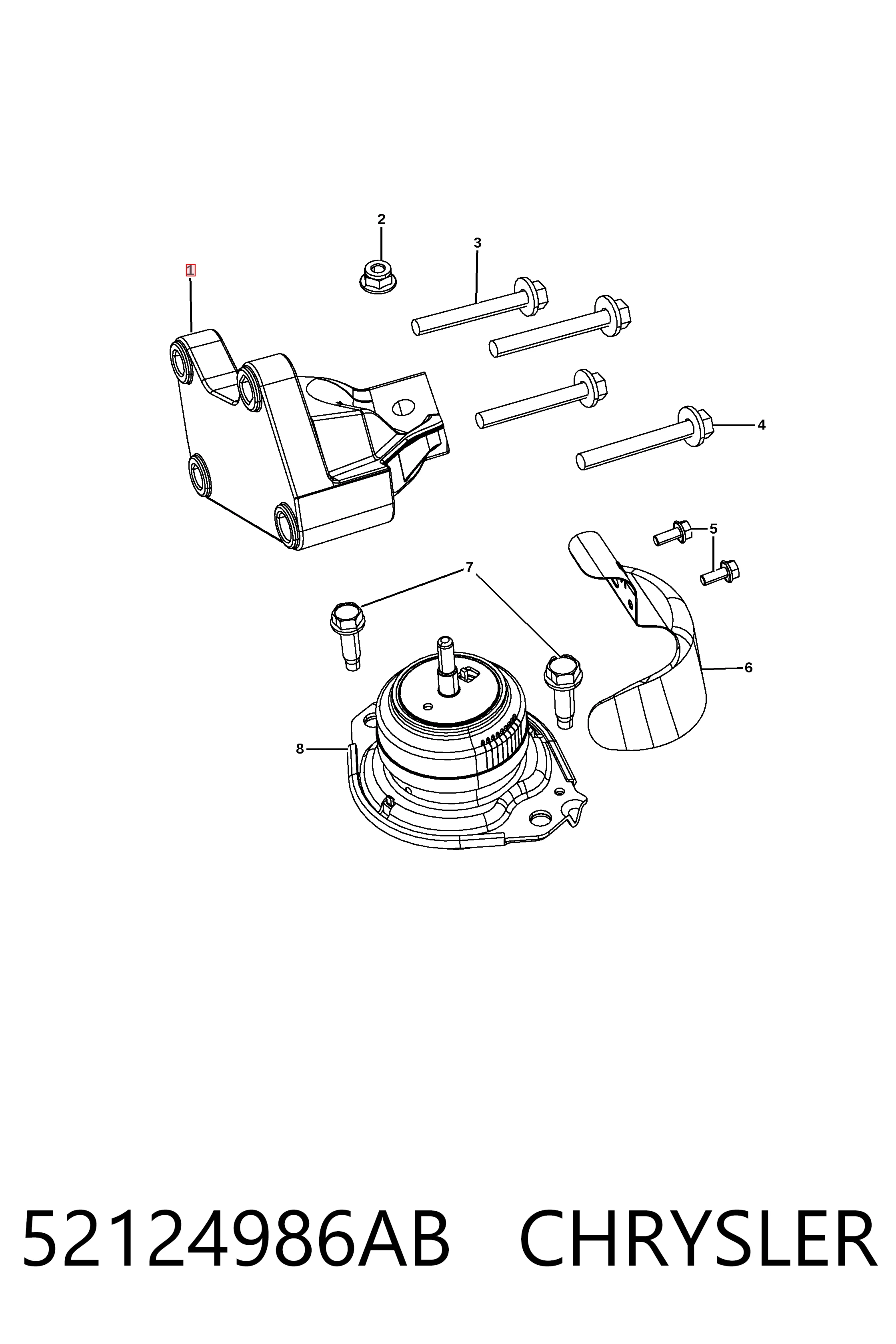 52124986AB Chrysler Кронштейн подушки (опори) двигуна, правої