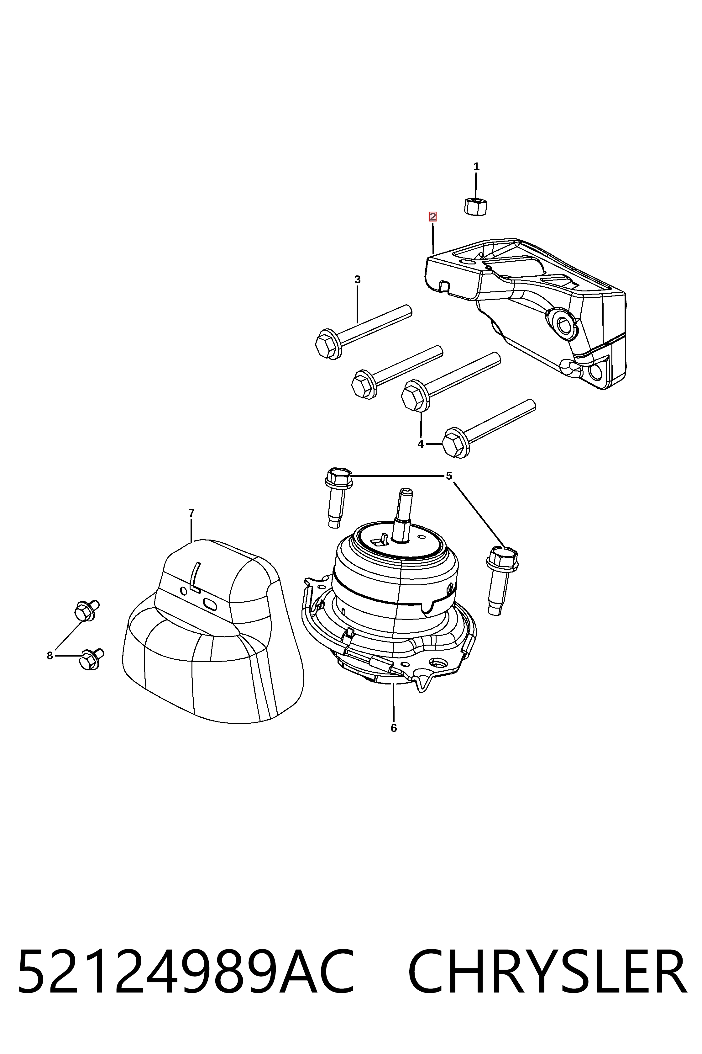 52124989AC Chrysler Кронштейн подушки (опори) двигуна, лівої