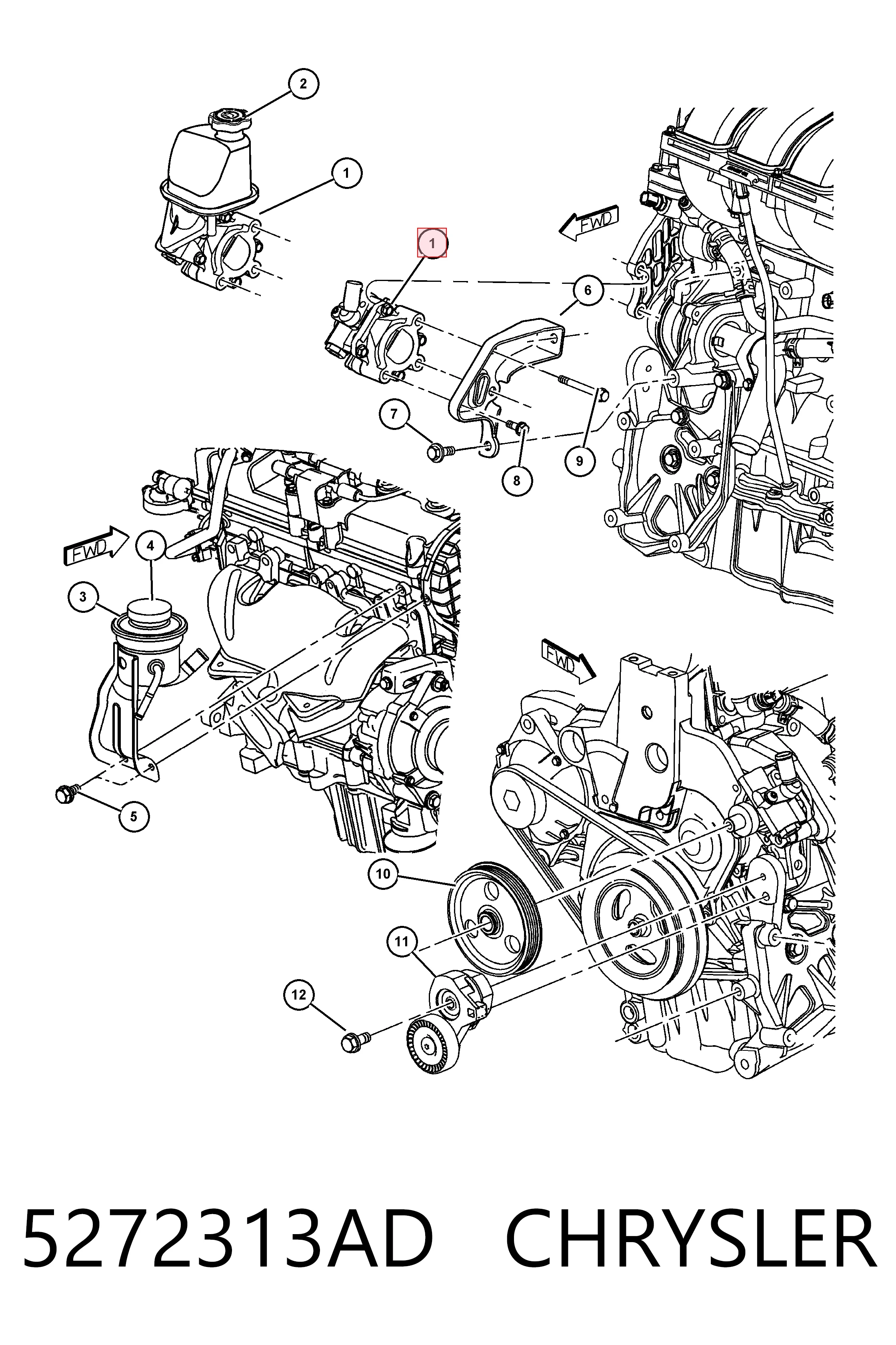 5272313AD Chrysler Насос гідропідсилювача