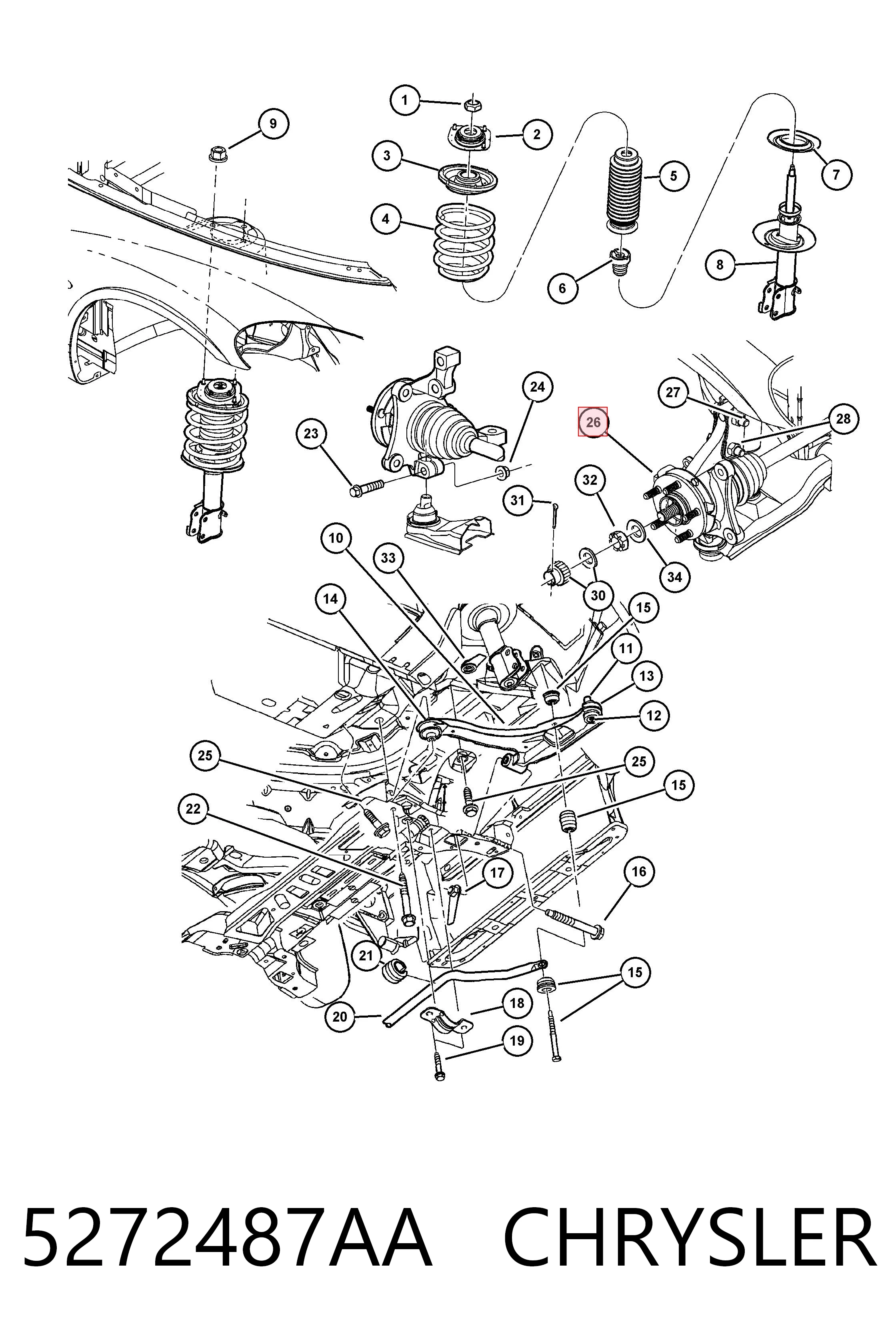 K05272487AC Fiat/Alfa/Lancia Цапфа поворотна ліва