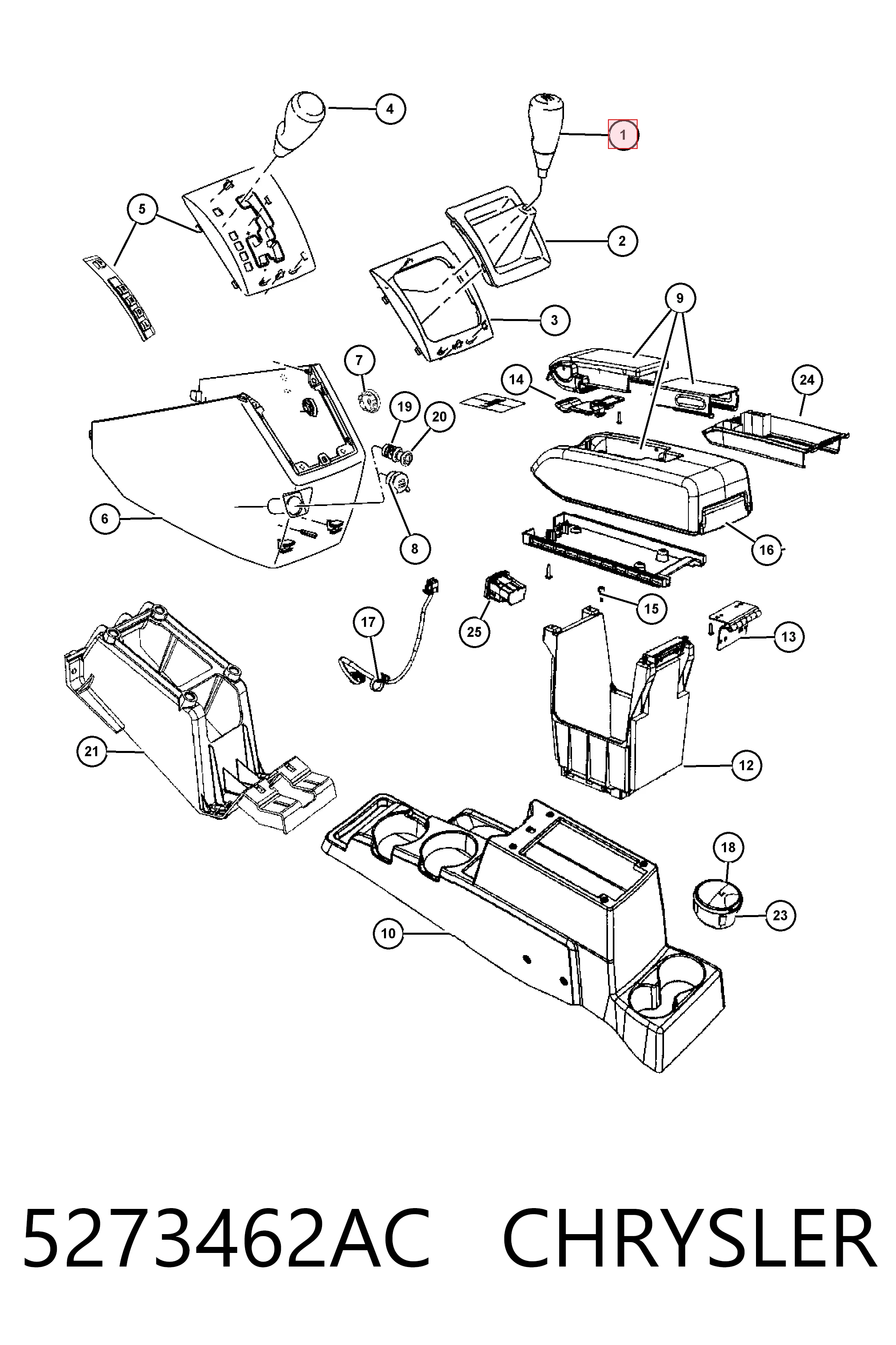 Рукоятка важеля КПП Fiat/Alfa/Lancia K05273462AA ціна, від 19.75 USD