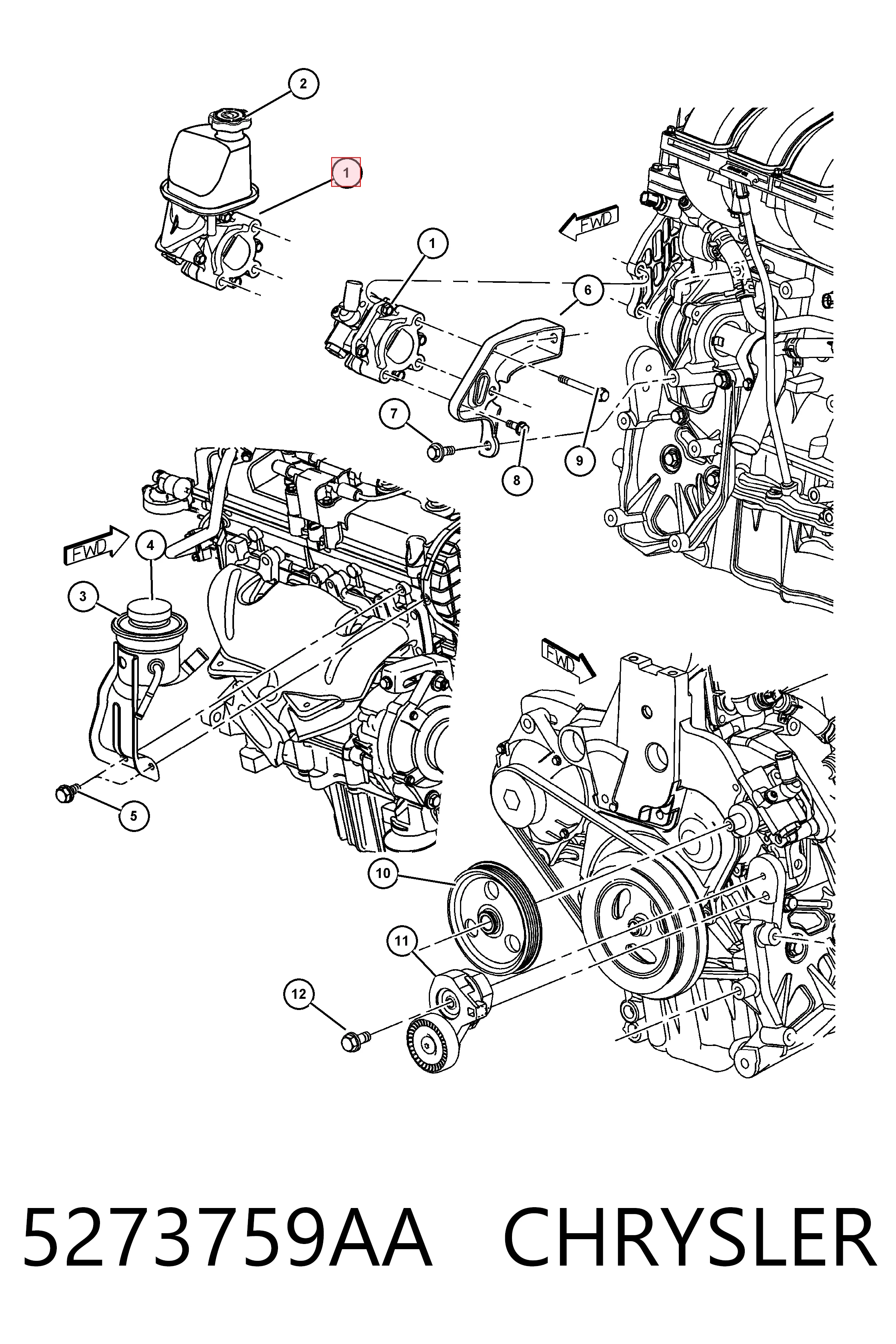 5273759AA Chrysler Насос гідропідсилювача
